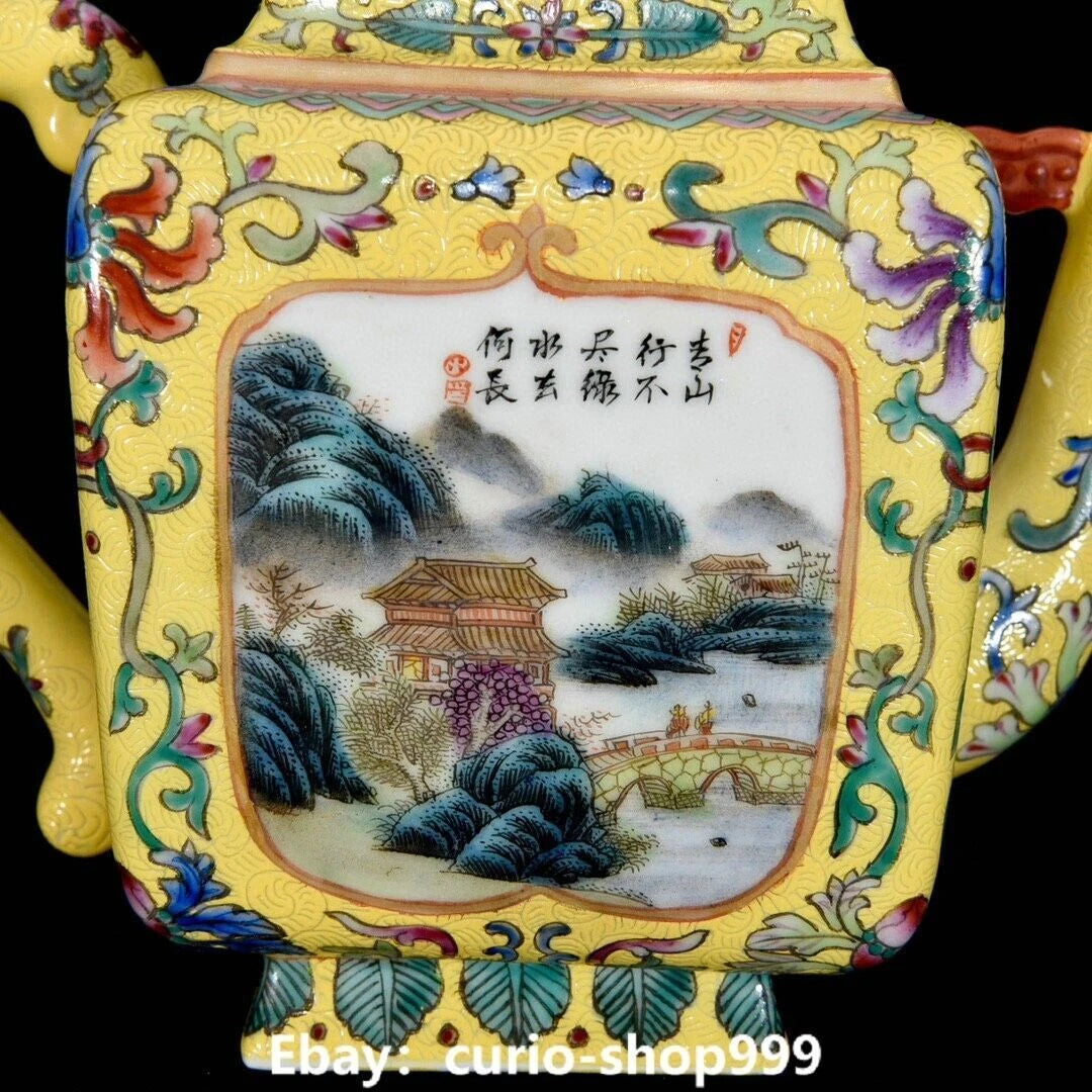 7" Yongzheng Dynasty Enamel Colour Porcelain Landscape Poems Word Tea Pot Flagon | eBay