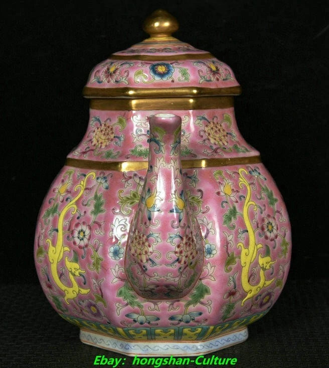 6.8" Yongzheng Enamel Colour Porcelain Gilt Dragon Lotus Wine Tea Pot Flagon | eBay