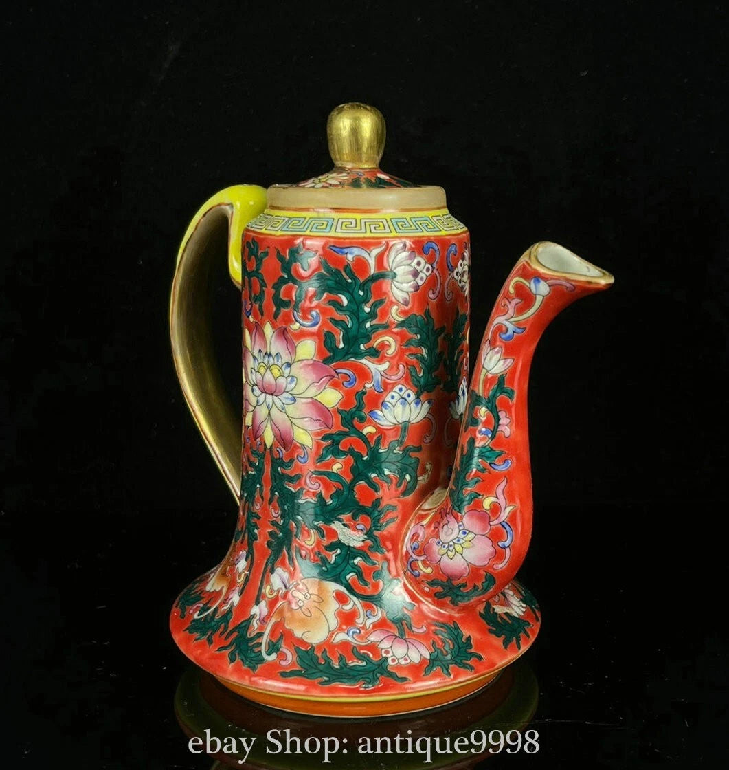 5.7'' Qing Yongzheng Enamel Color Porcelain Gilt Flower Bat Wine Tea Pot Flagon | eBay