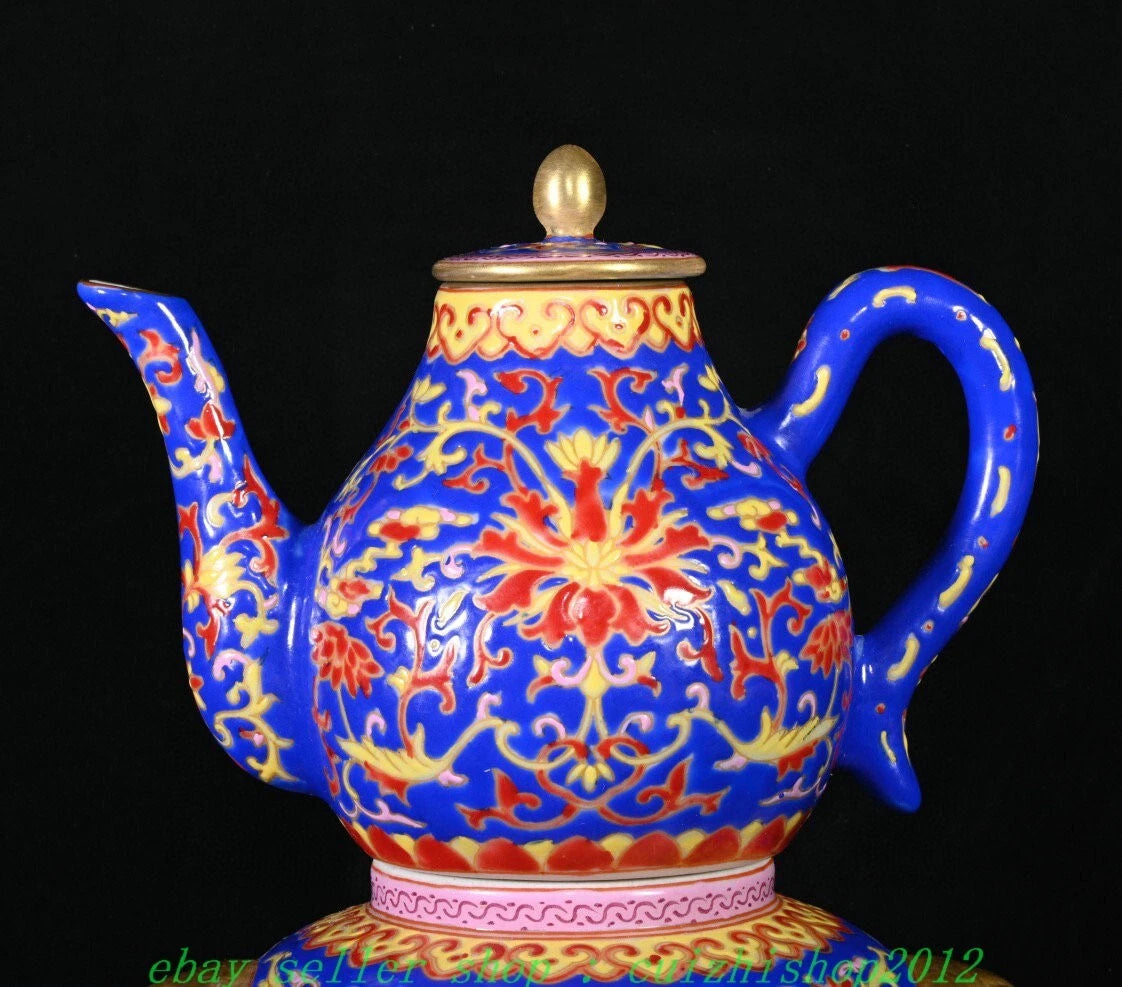 Qianlong Marked Colour Enamel Porcelain Gilt Dragon Beast Gourd Teapot Teakettle | eBay