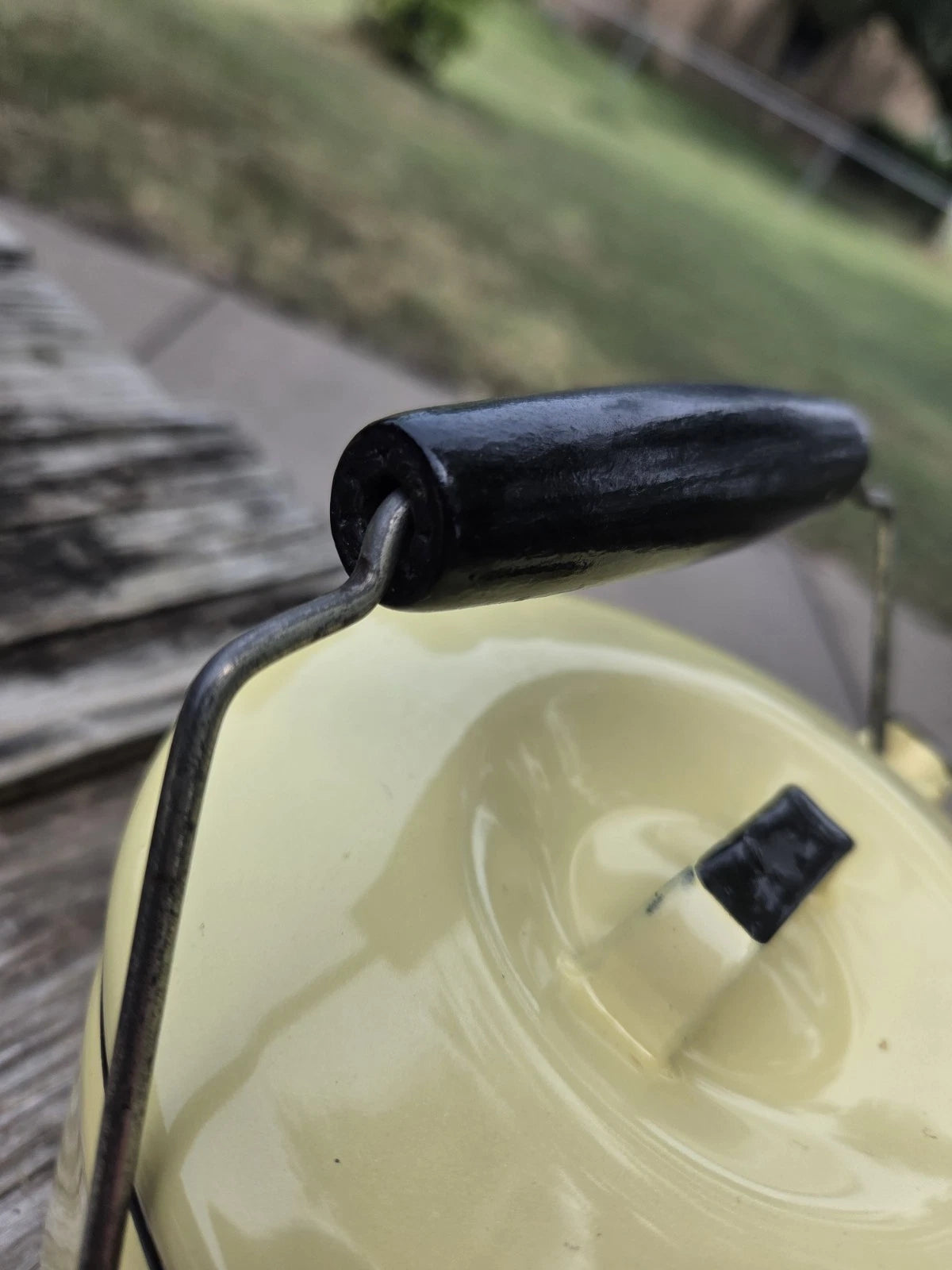 Vintage yellow enamel teapot With Lid Enamelware Bail Handle | eBay
