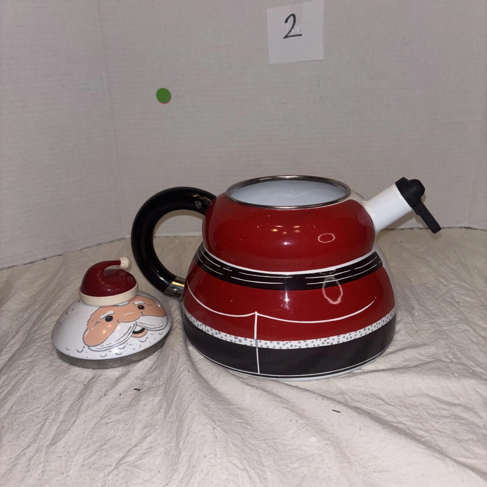 Santa Tea Kettle ROSHKO PORCELAIN Enamel Steel Stove Top Teapot Christmas 3 QT | eBay