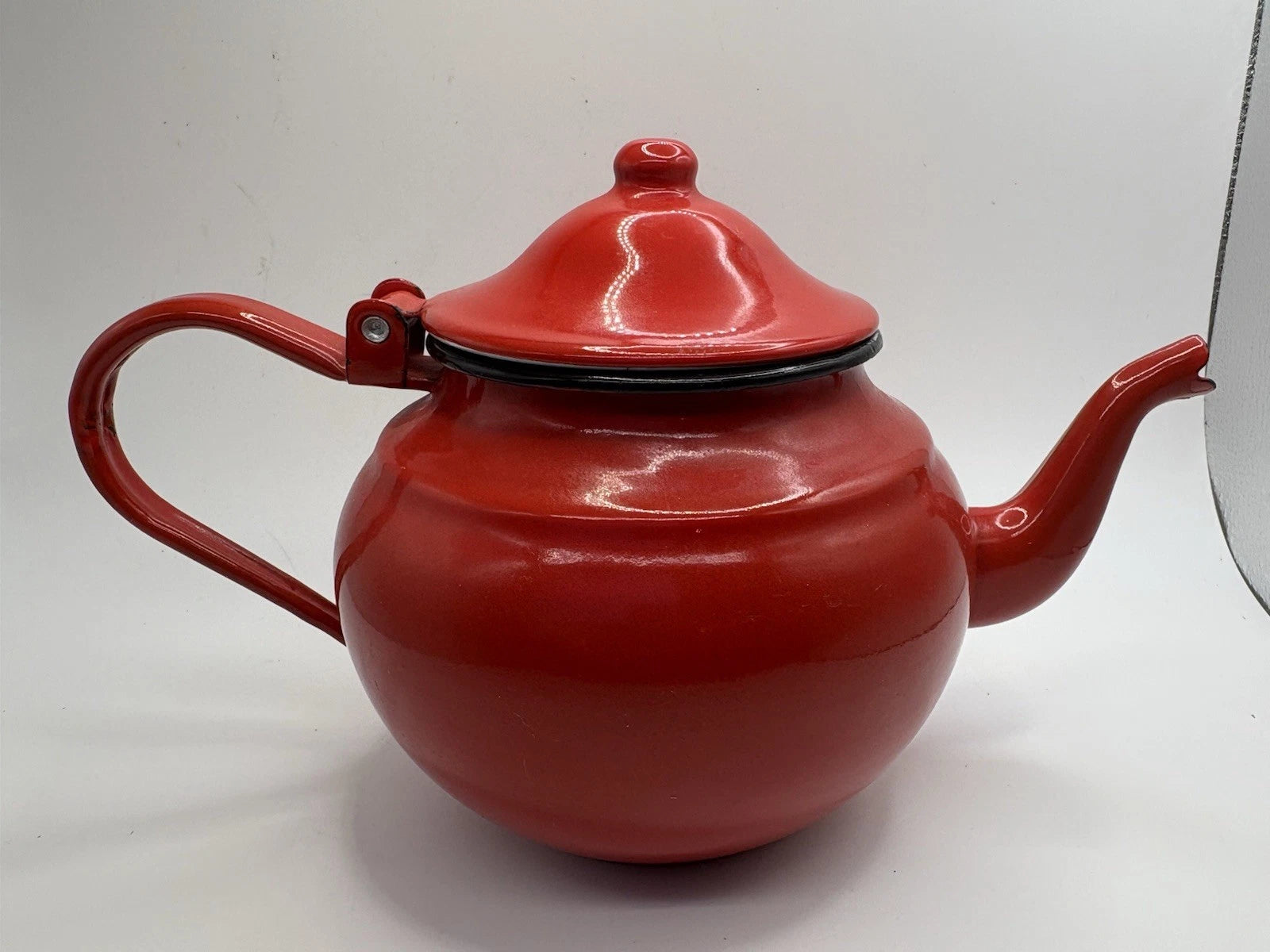 Vintage 60s Red French Enamelware Teapot Kettle 3 Cups .7 Liters | eBay
