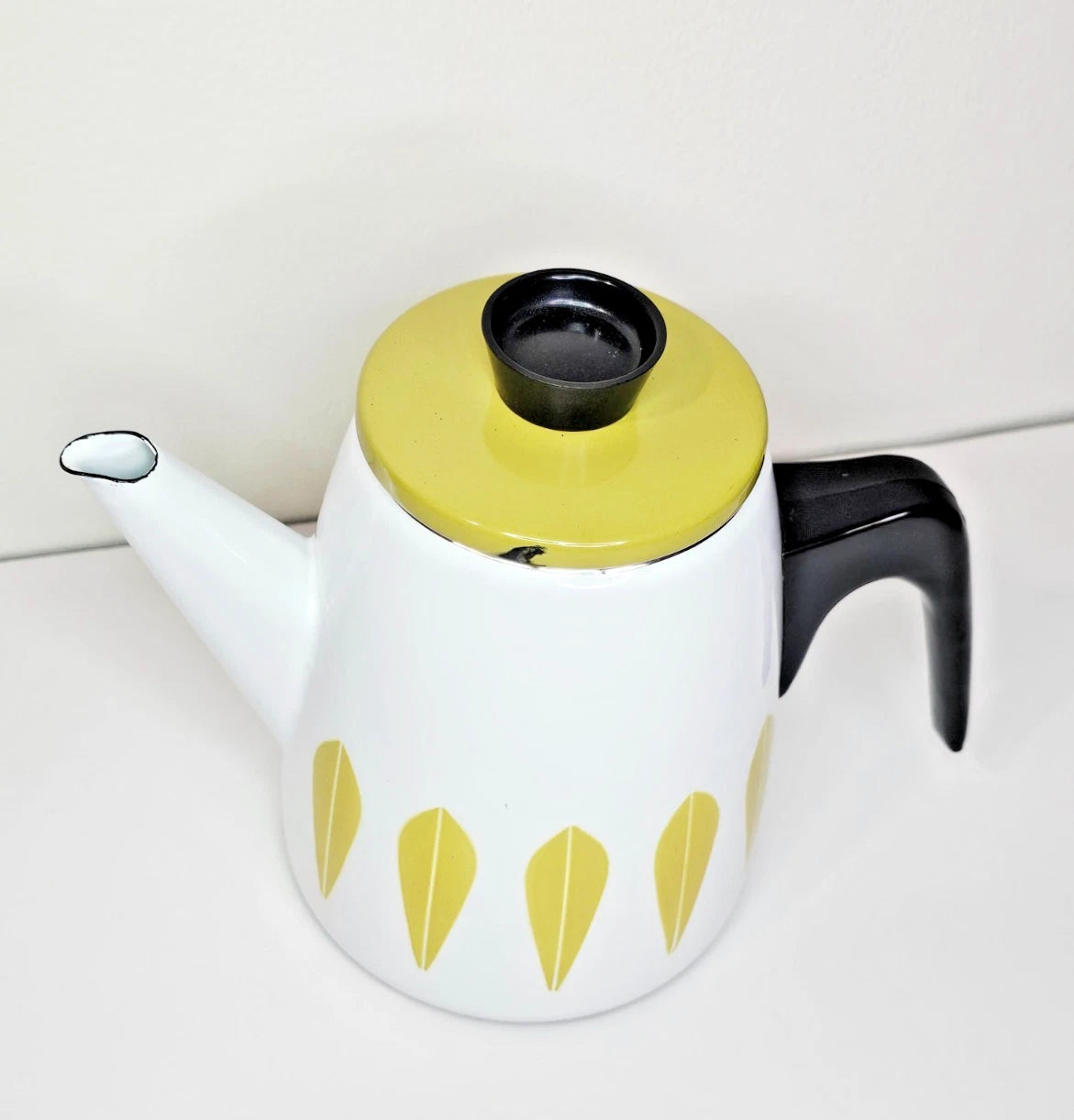 Cathrineholm Lotus Coffeepot White Olive Green Kettle Vintage MCM Teapot Enamel | eBay