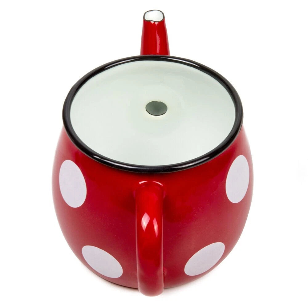 Red Polka Dot Enamel Teapot Small Stovetop Kettle Vintage Enameled Tea Pot 1.1qt | eBay