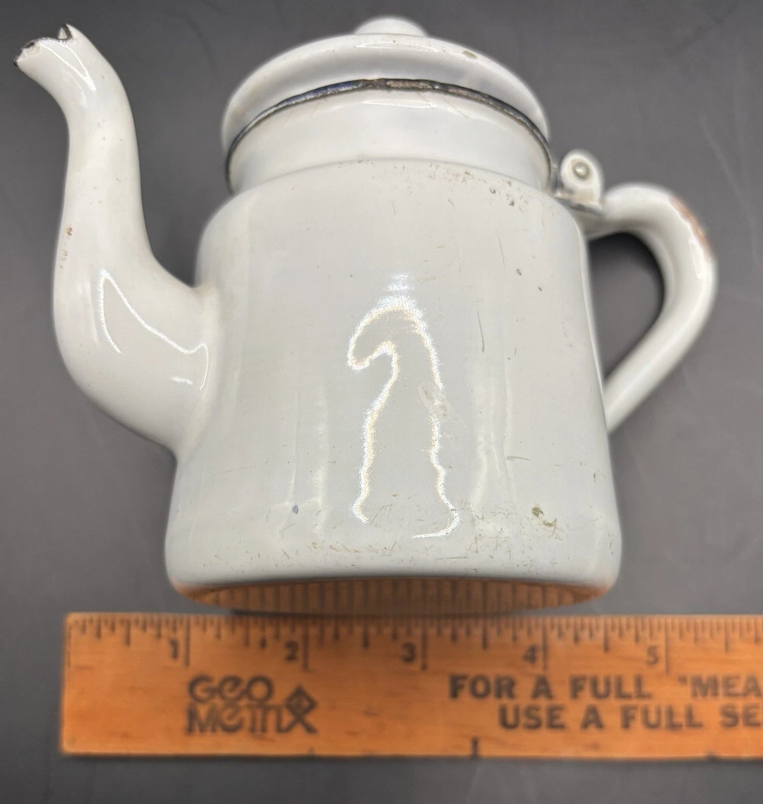 Vintage Miniature White Enamel Teapot Small Tea Kettle w/ Hinged Lid | eBay