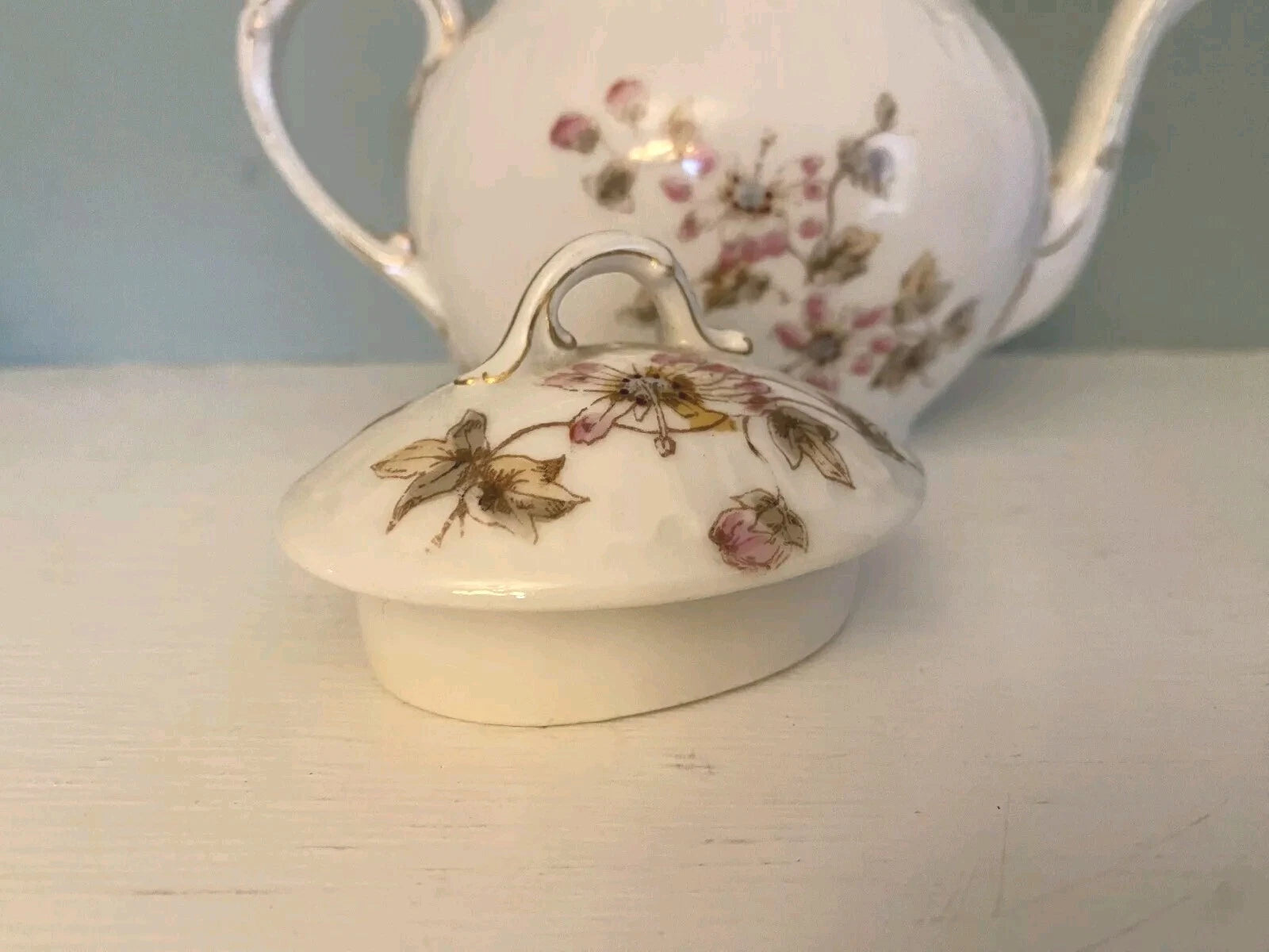 Antique CH Field Haviland Limoges Teapot French Porcelain Hand Enameled GDM Gold | eBay