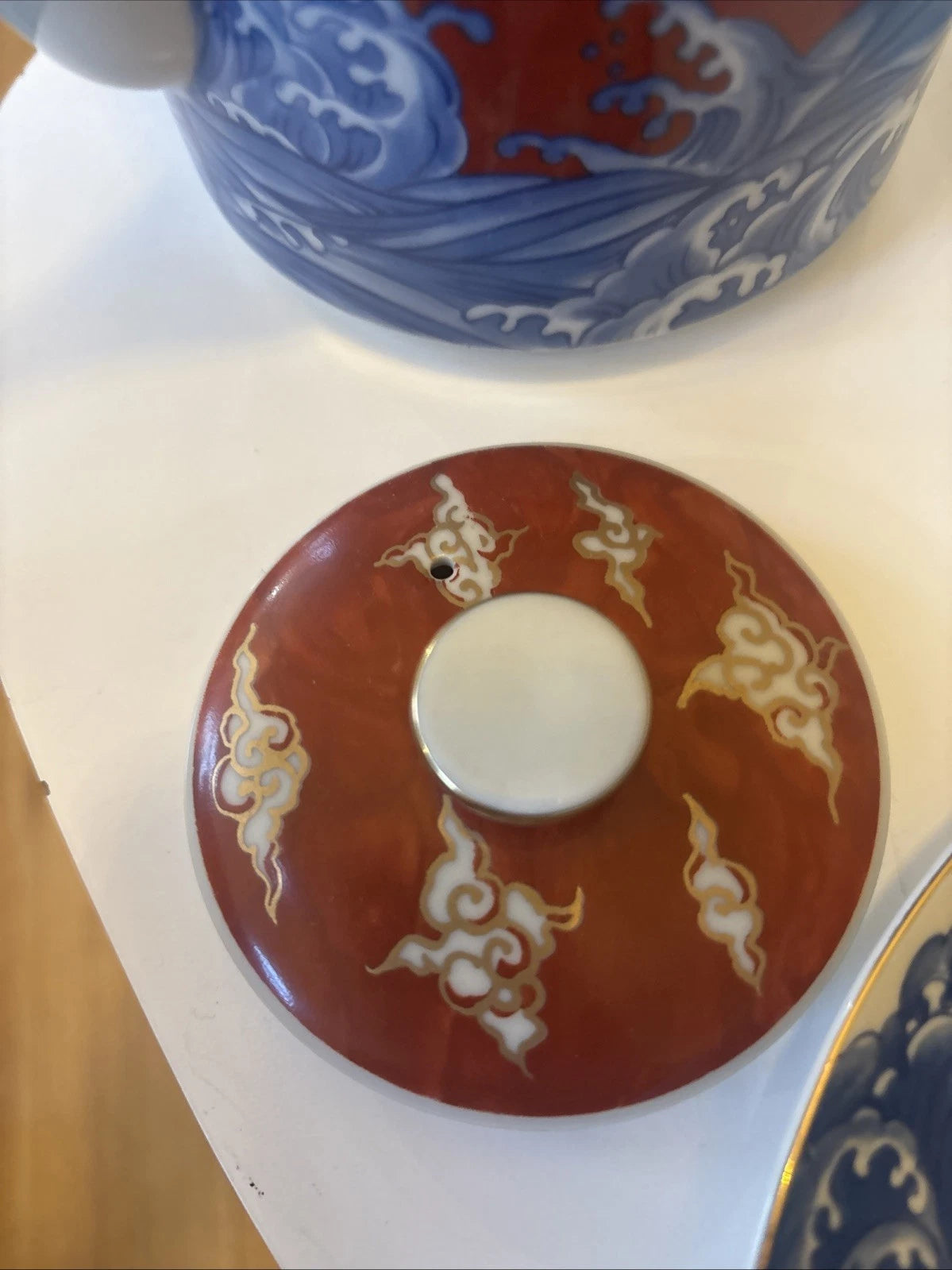 L Magnin Japan High Bridge Cranes Waves Teapot 2 Cups 4 Plates Enamel porcelain | eBay