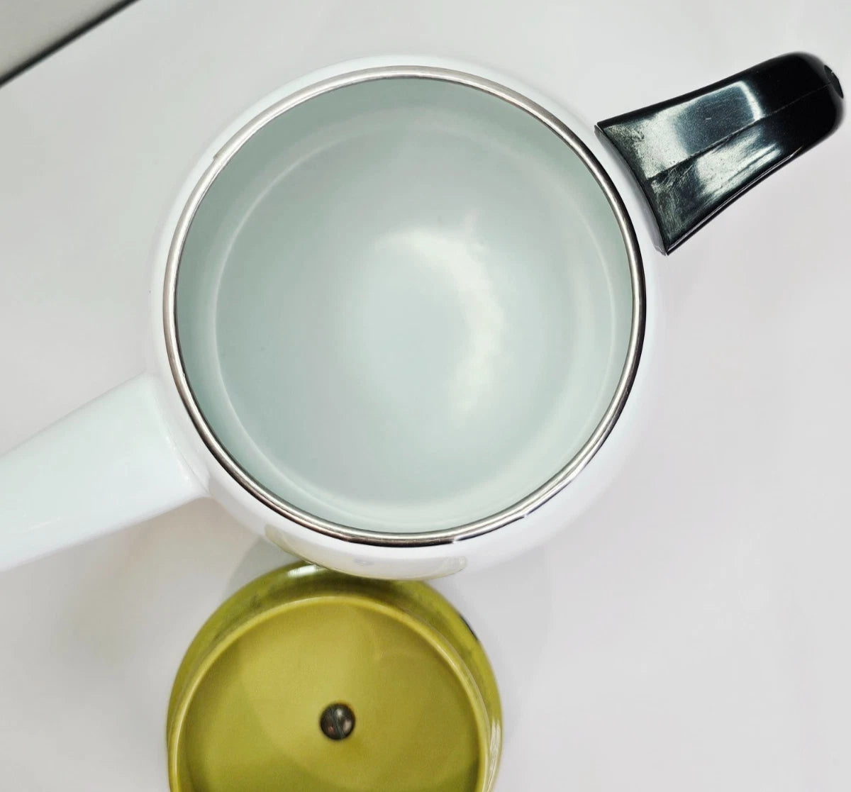 Cathrineholm Lotus Coffeepot White Olive Green Kettle Vintage MCM Teapot Enamel | eBay