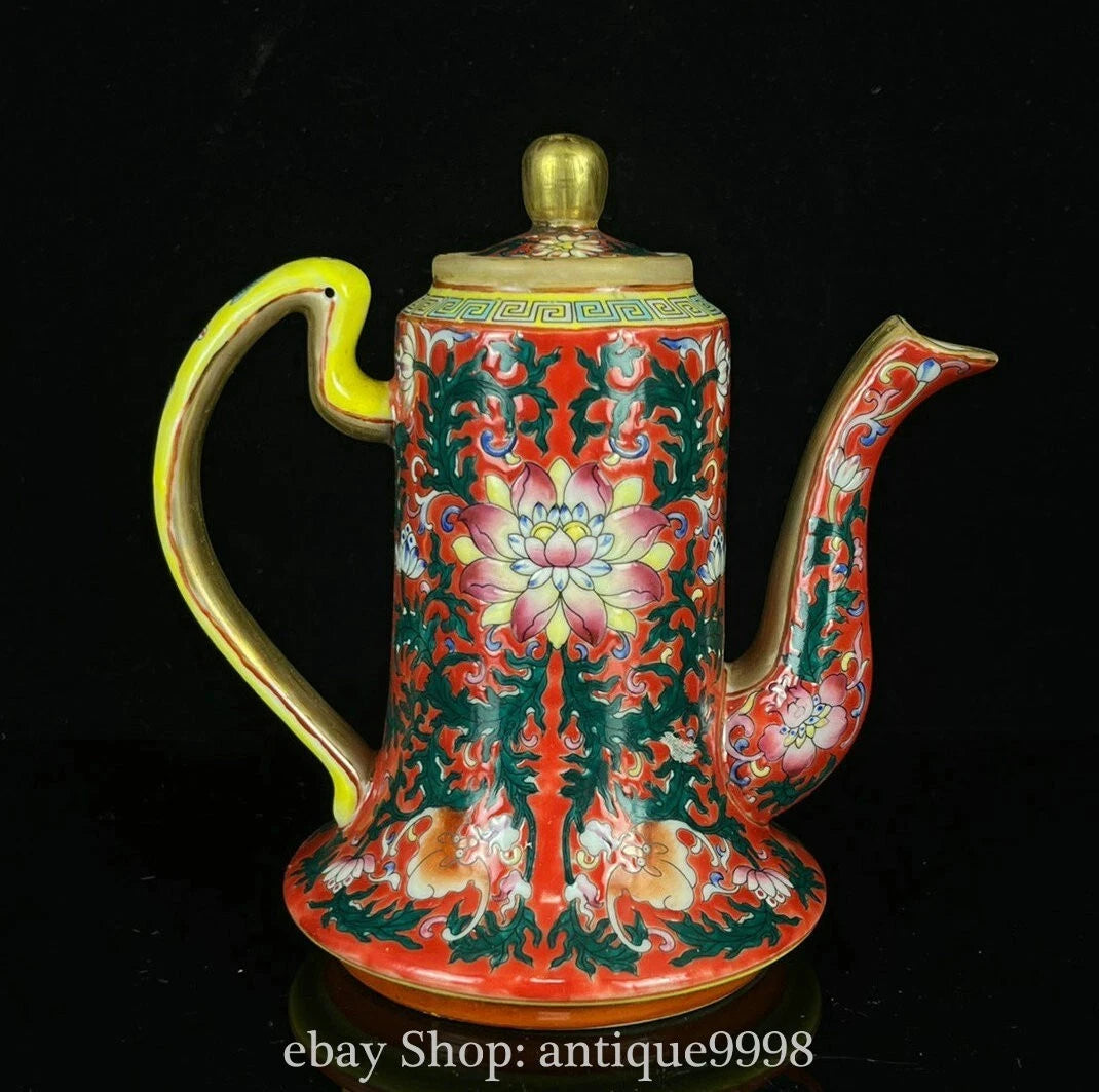 5.7'' Qing Yongzheng Enamel Color Porcelain Gilt Flower Bat Wine Tea Pot Flagon | eBay