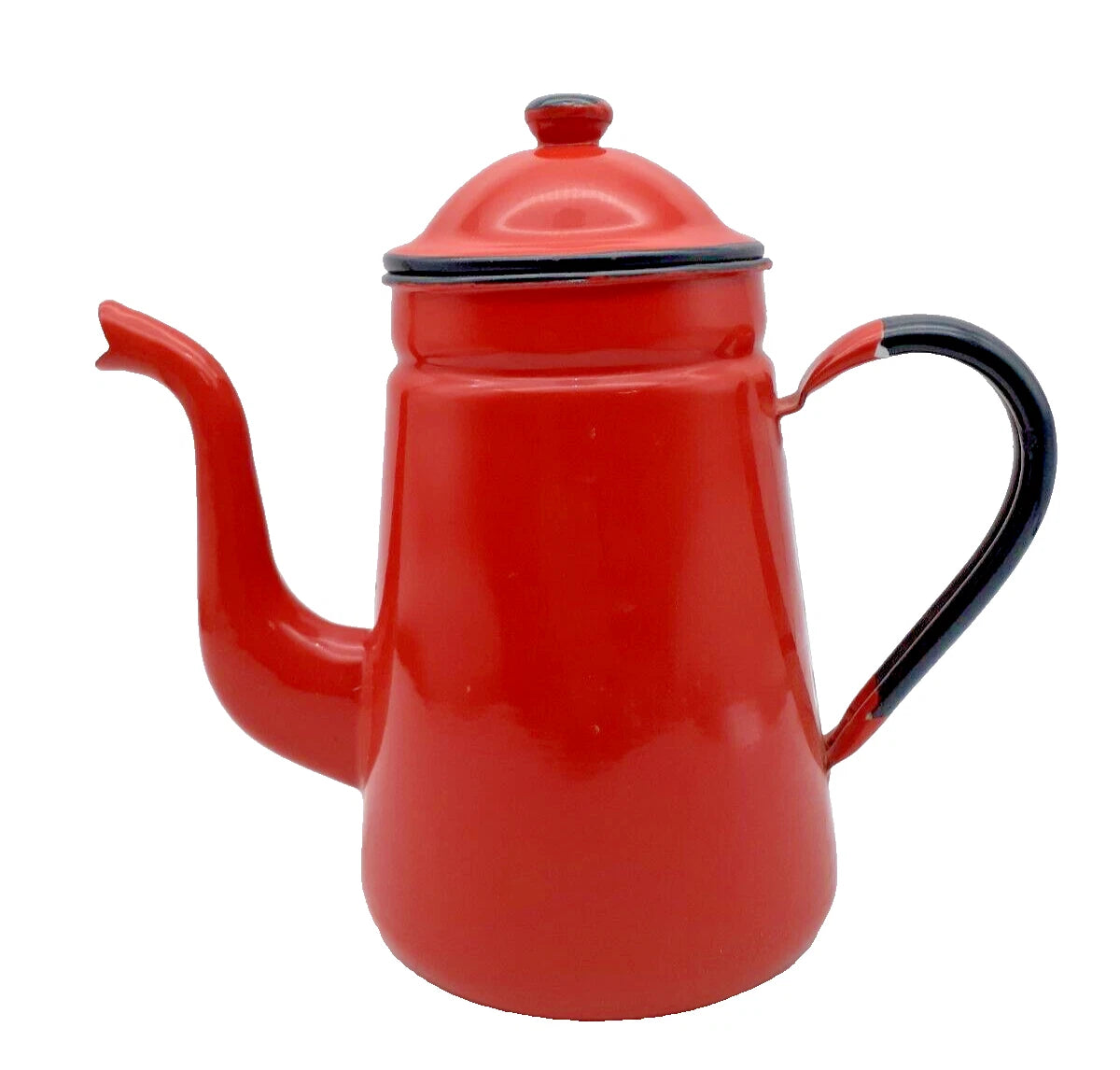 Red Enamel Teapot 9" Metal Enamelware Farmhouse Country Vintage Japan | eBay