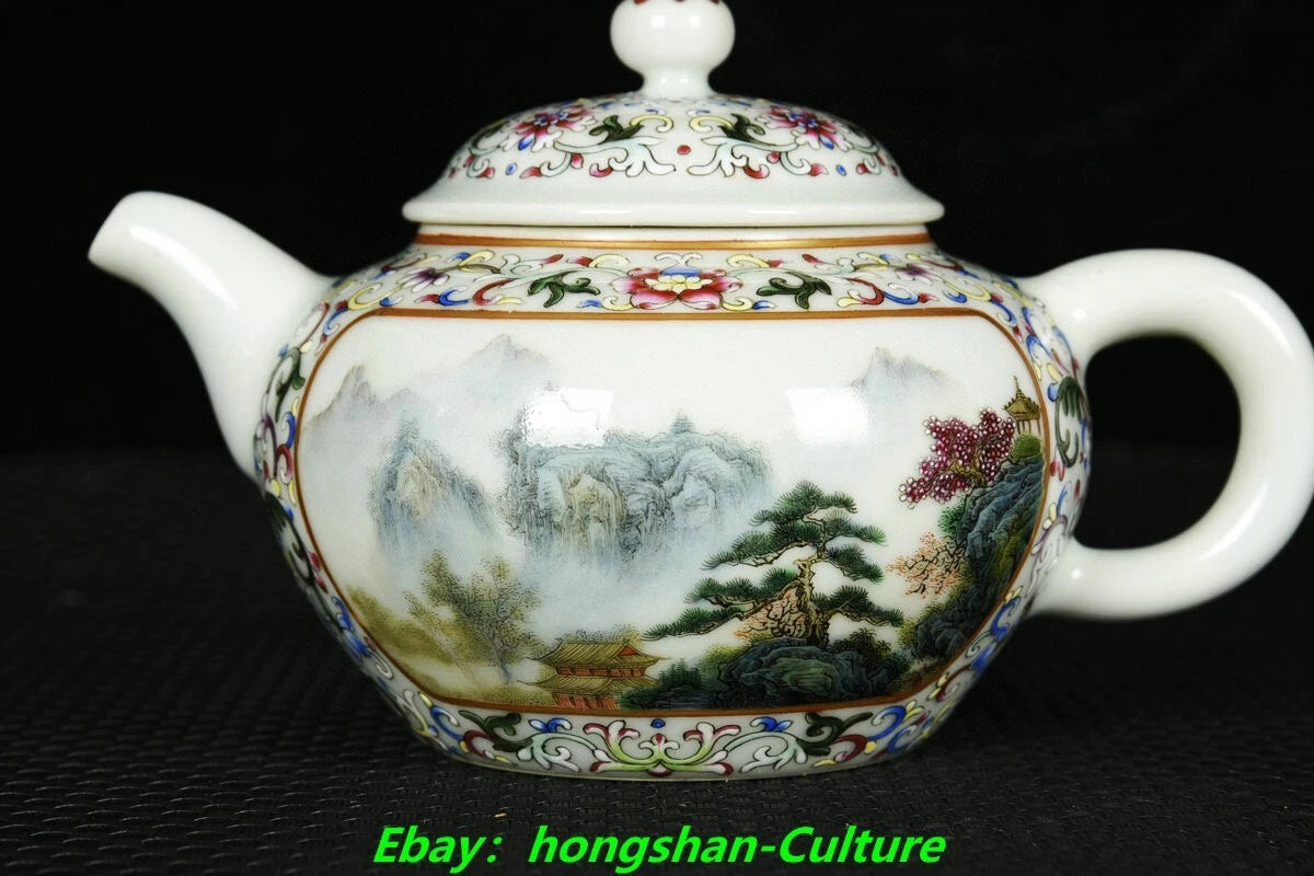 6.3" Qianlong Enamel Colour Porcelain Gold Flower landscape Wine Tea Pot Flagon | eBay