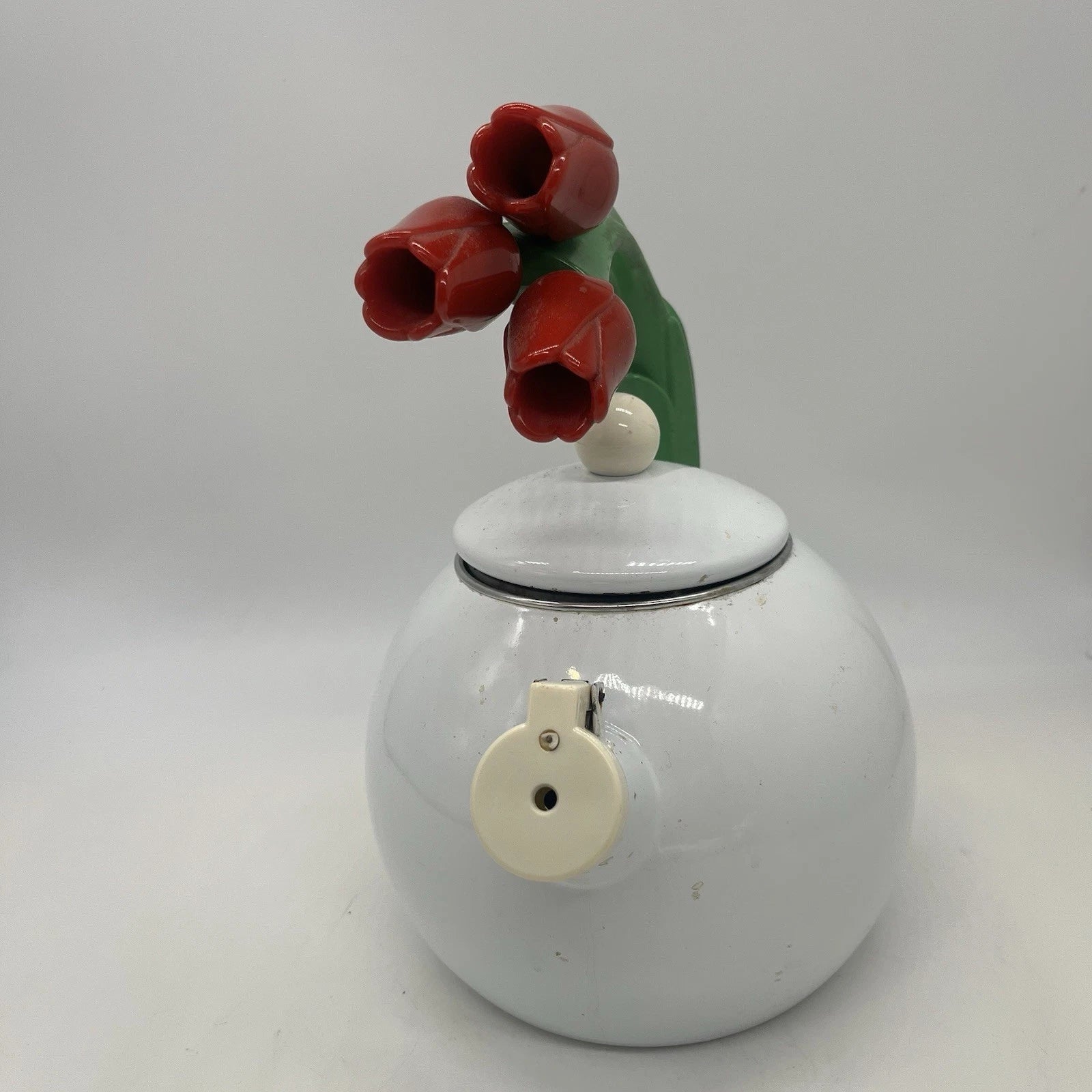 Ancona Kettle 3 Red Tulips Enamel Vintage Teapot - Missing Hummingbird | eBay
