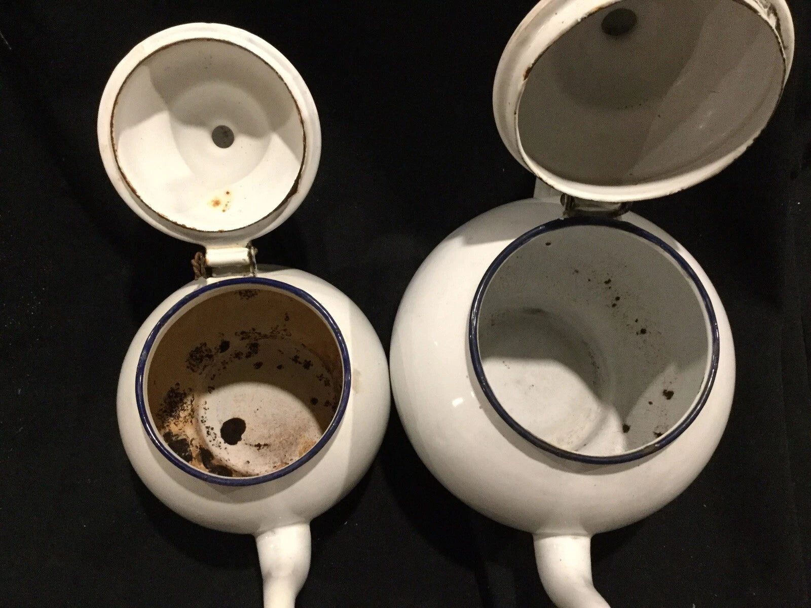 Antique Pair of porcelain Enamel White Tea pots j1 | eBay