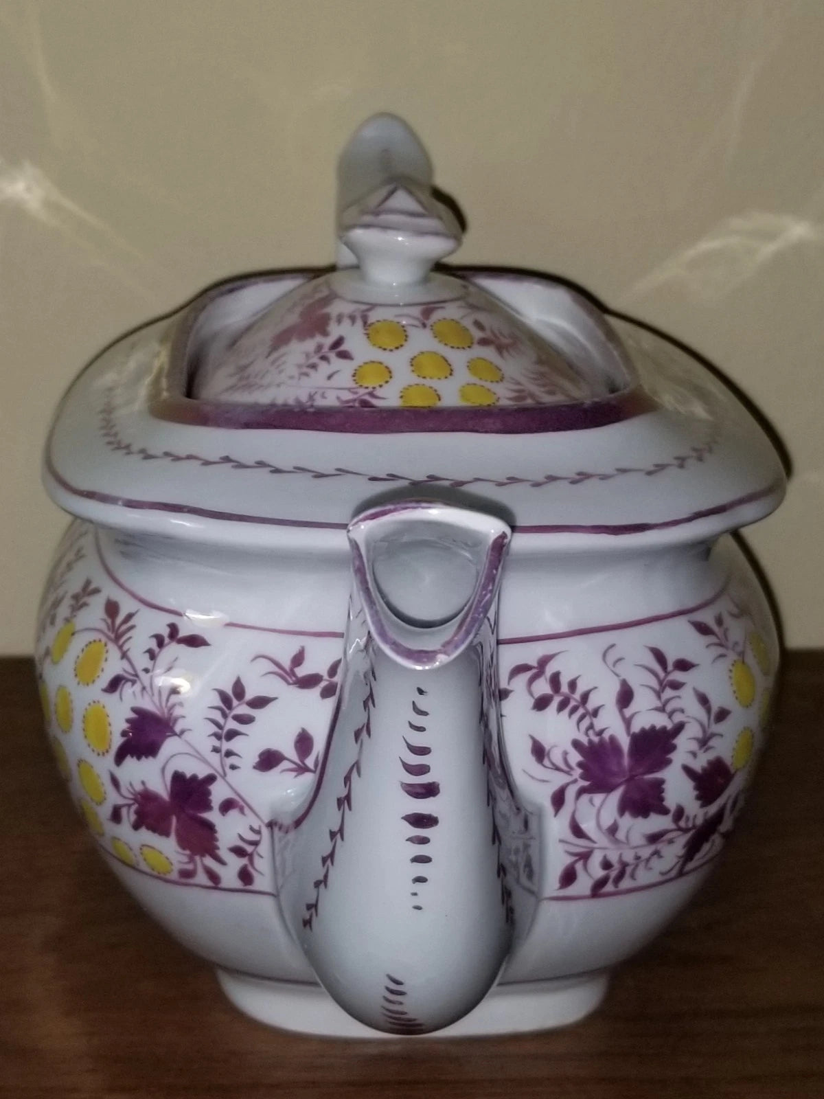 C.1810-1820 Georgian Porcelain Teapot Pink Luster Yellow Enamel Exc. Condition | eBay