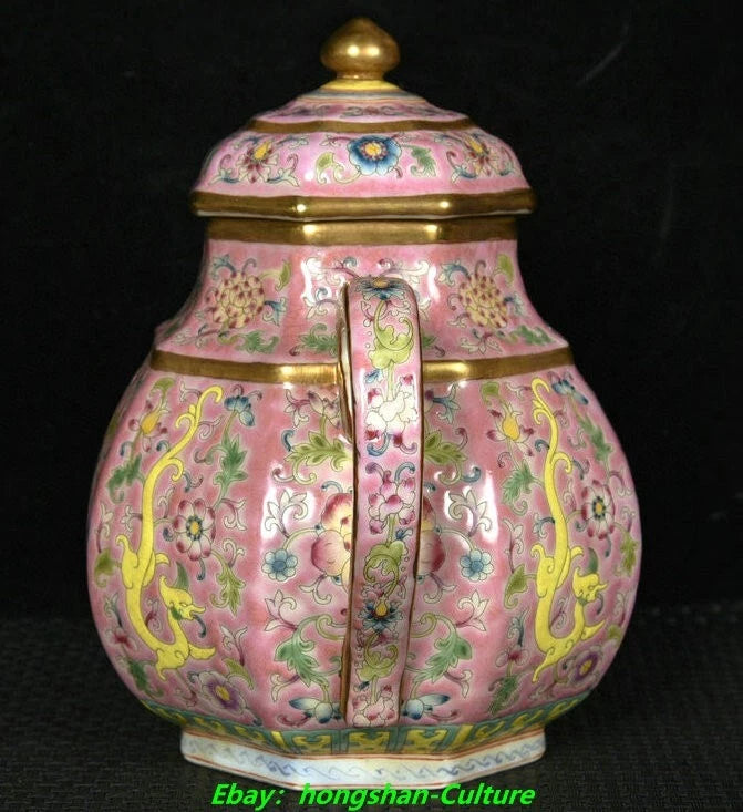 6.8" Yongzheng Enamel Colour Porcelain Gilt Dragon Lotus Wine Tea Pot Flagon | eBay