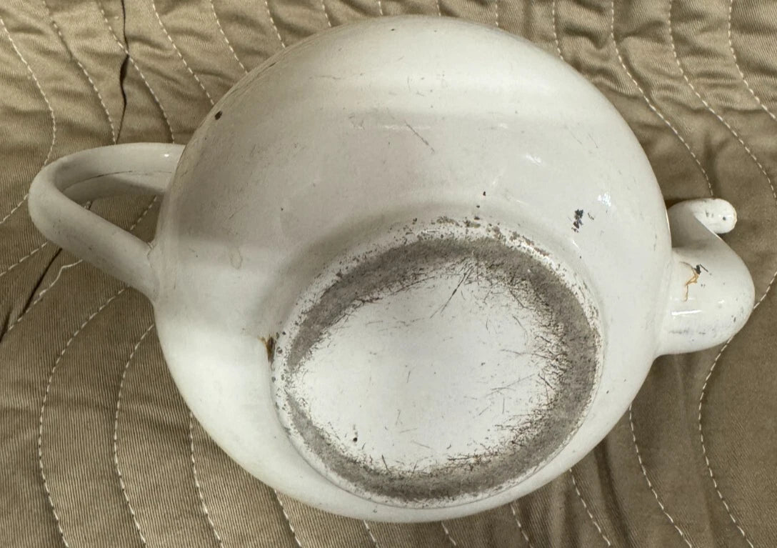 Vintage White Enamel Enamelware Teapot Hinged Lid | eBay