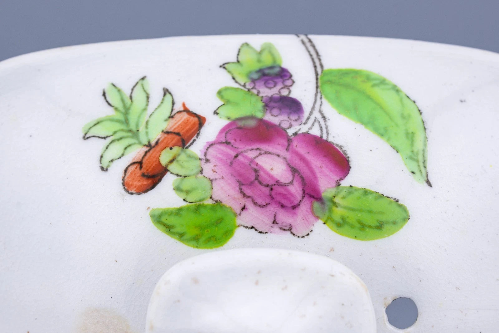 Antique English Porcelain Teapot Cover Floral Enamel Painted 19th Century | eBay