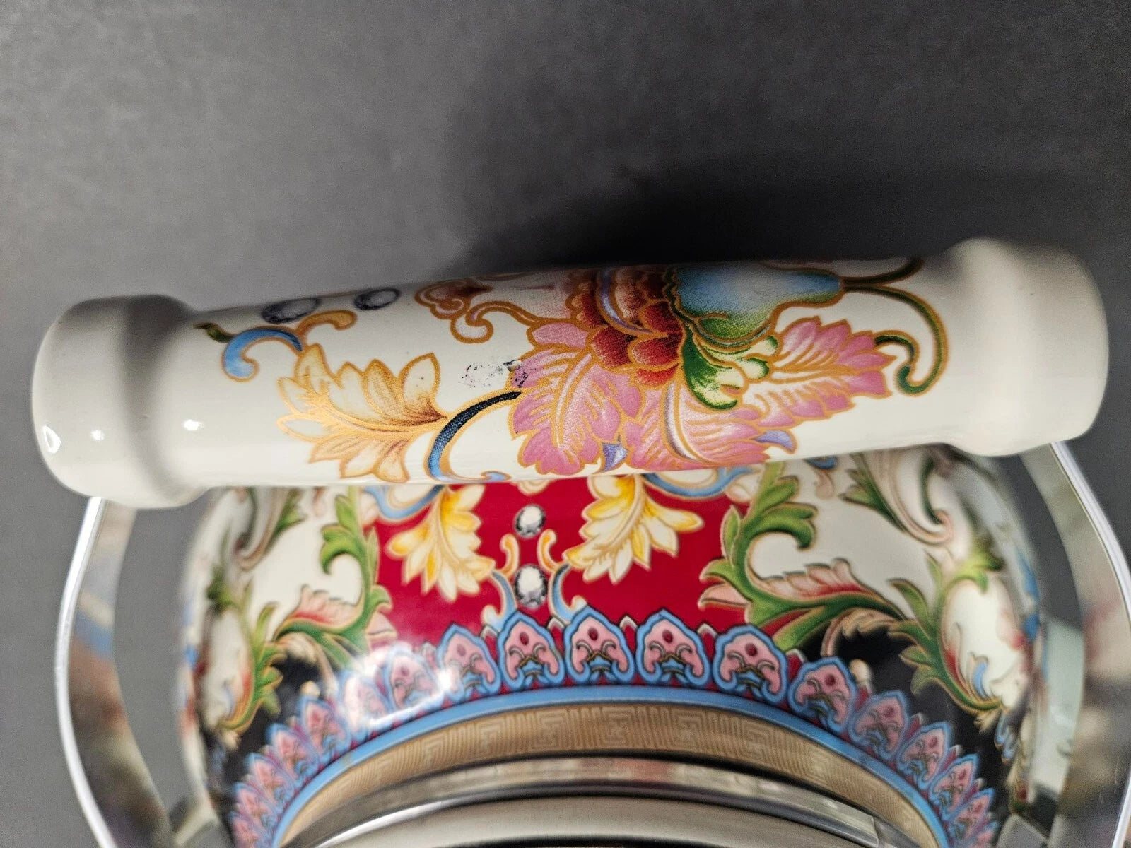 Gorgeous Enamel Teapot with Ceramic Handle - Very Nice | eBay