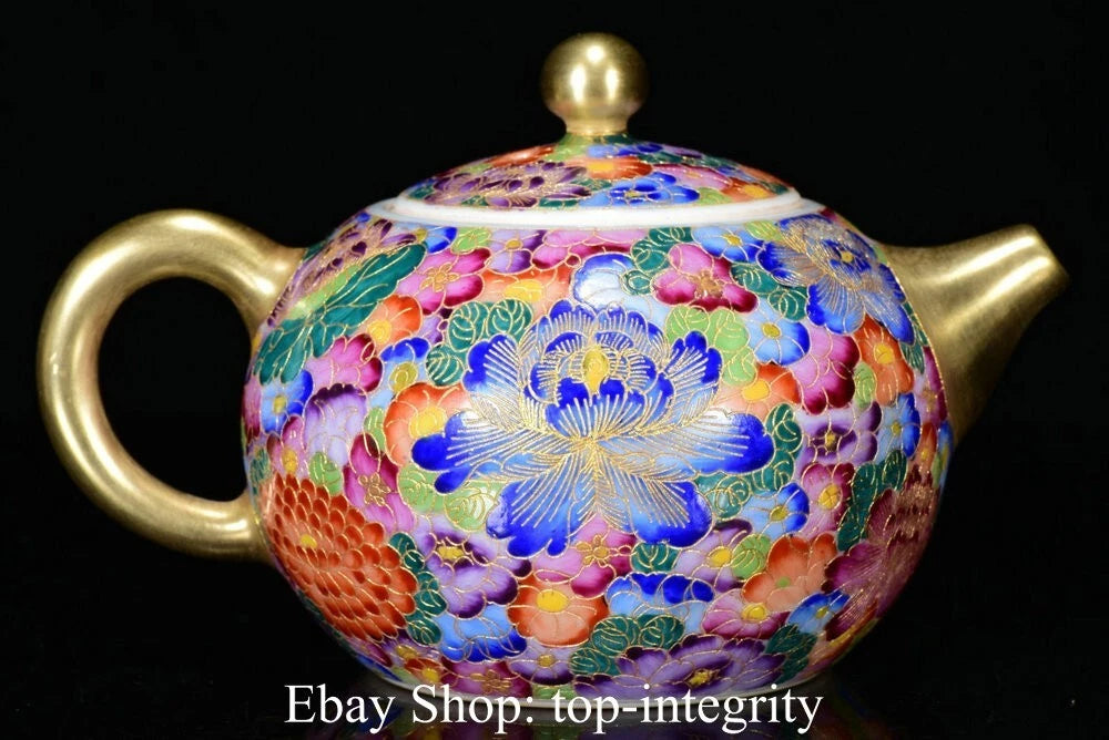 5.5" Marked Chinese Colour enamels Porcelain Flower Handle Teapot Kettle | eBay