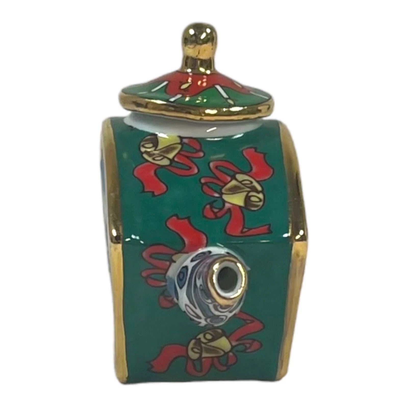 Christmas Themed Porcelain Cloisonne Enamel Teapot Gold Accents & Festive Design | eBay