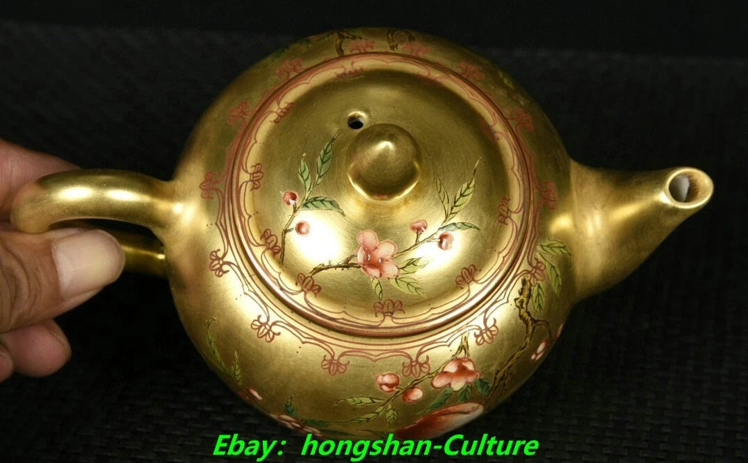 5.7" Qianlong Enamel Colour Porcelain Gold Bat Peach Pattern Wine Tea Pot Flagon | eBay