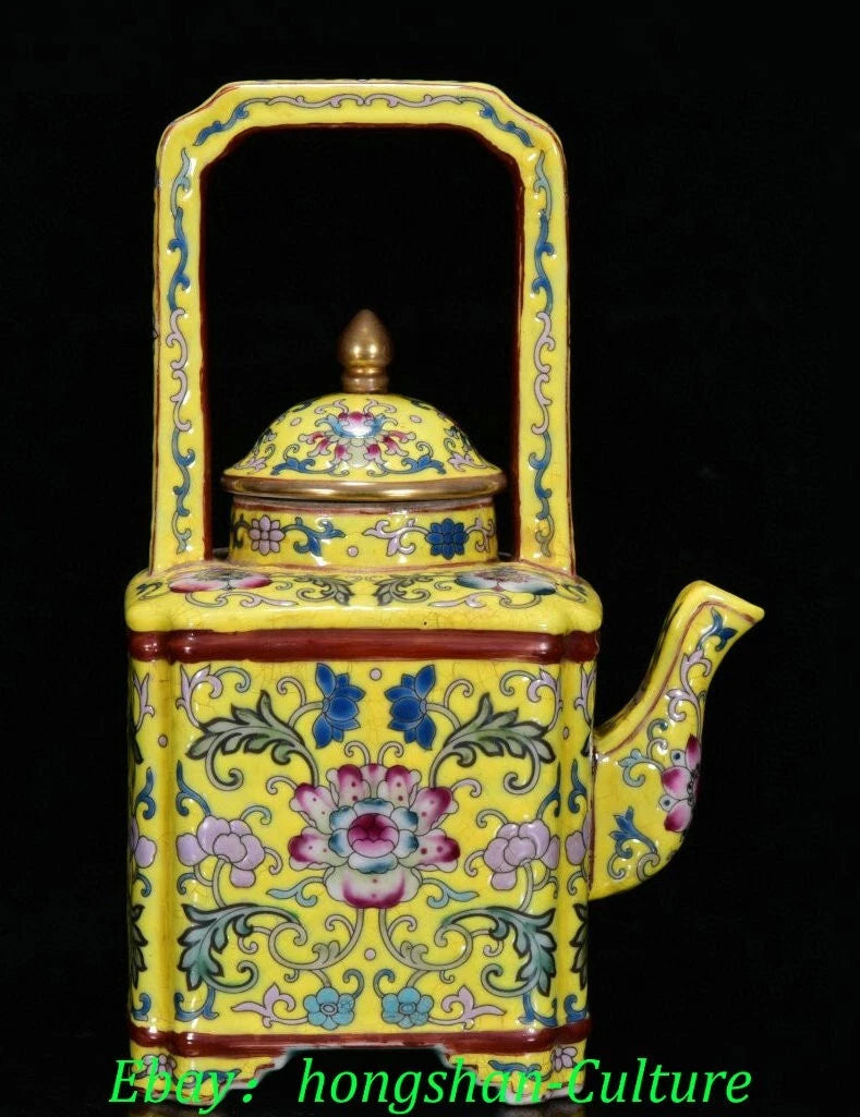 7.8'' Old Qianlong Enamel Colour Porcelain Gilt Flower Pattern Teapot Teakettle | eBay