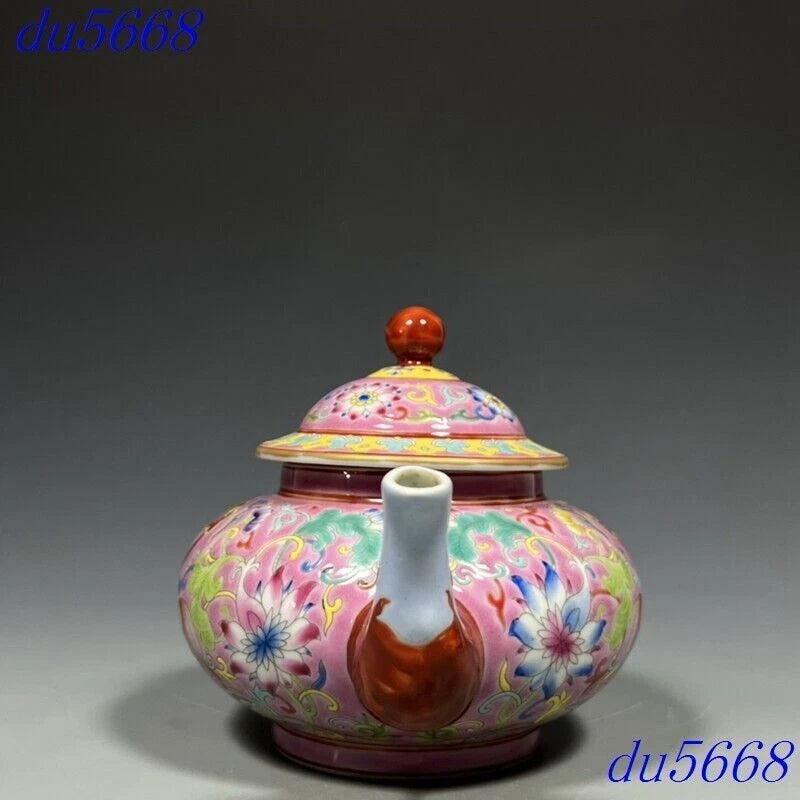 7.2"Qing Dynasty enamel porcelain fushou flowers grain Tea makers Tea Pot statue | eBay
