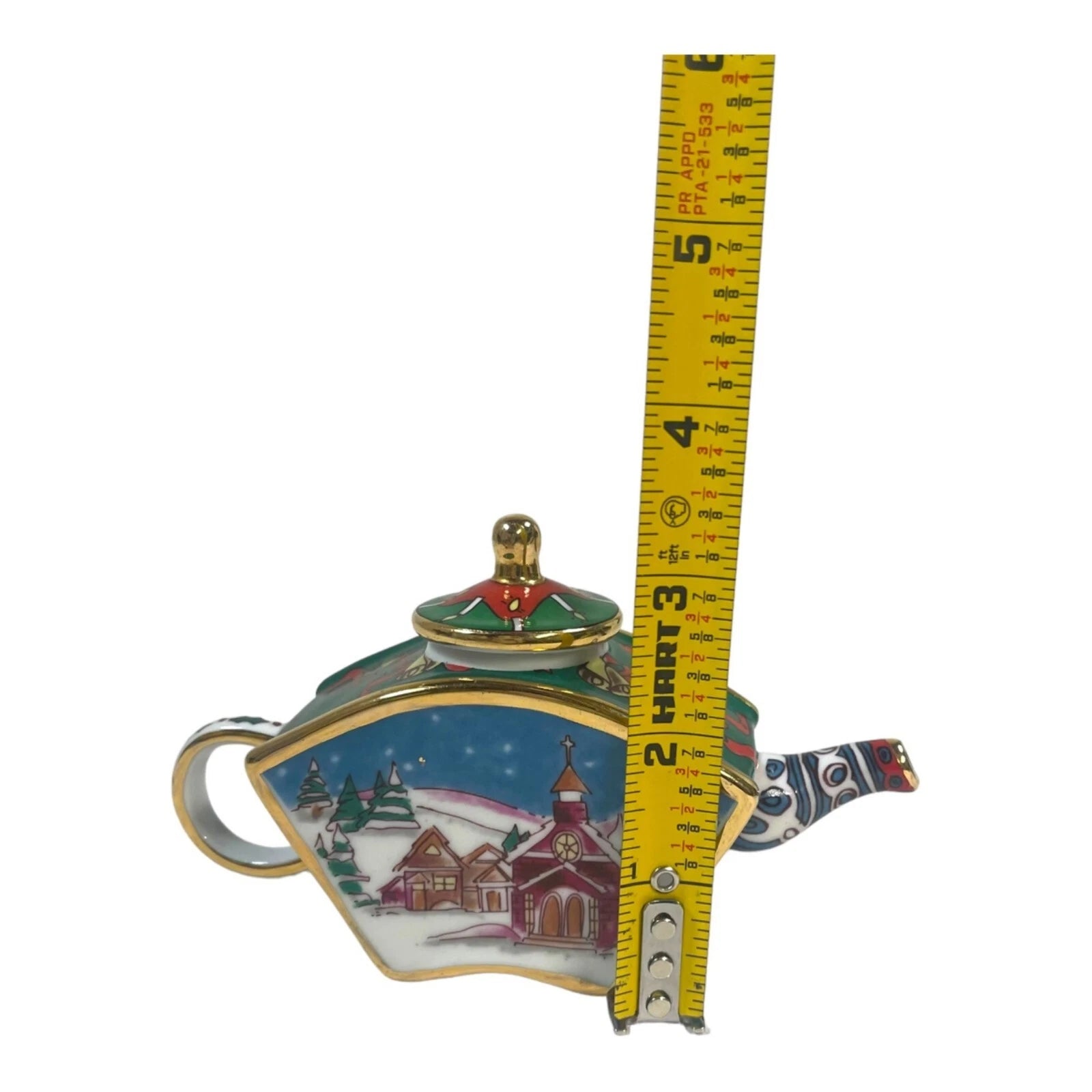 Christmas Themed Porcelain Cloisonne Enamel Teapot Gold Accents & Festive Design | eBay