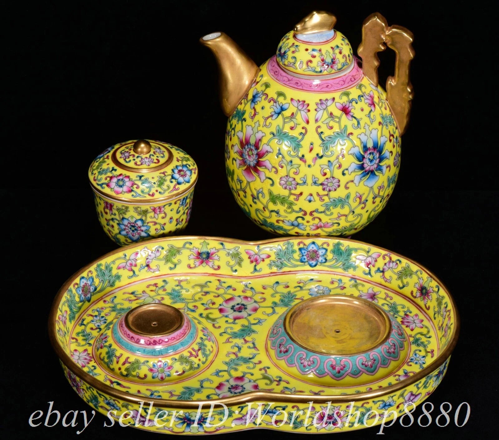 8.8" Yongzheng Chinese Colour Enamel Porcelain Teapot Kettle Cup Plate Set | eBay