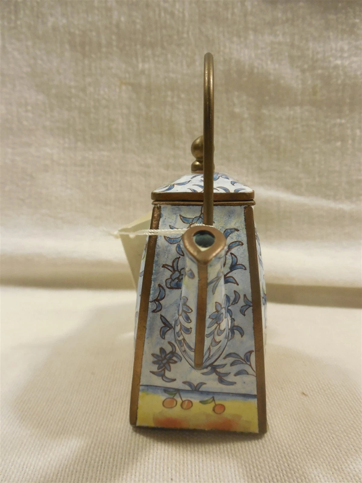 Vintage 2000 Empress Arts Enamel Teapot Cat with Fruit Basket | eBay