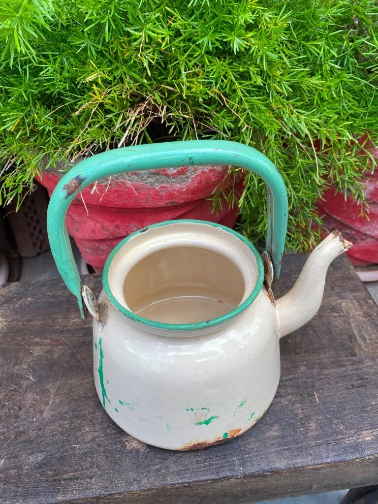 Antique Old Original Rustic Enamel Porcelain Teapot Tea Kettle Made In Polland | eBay