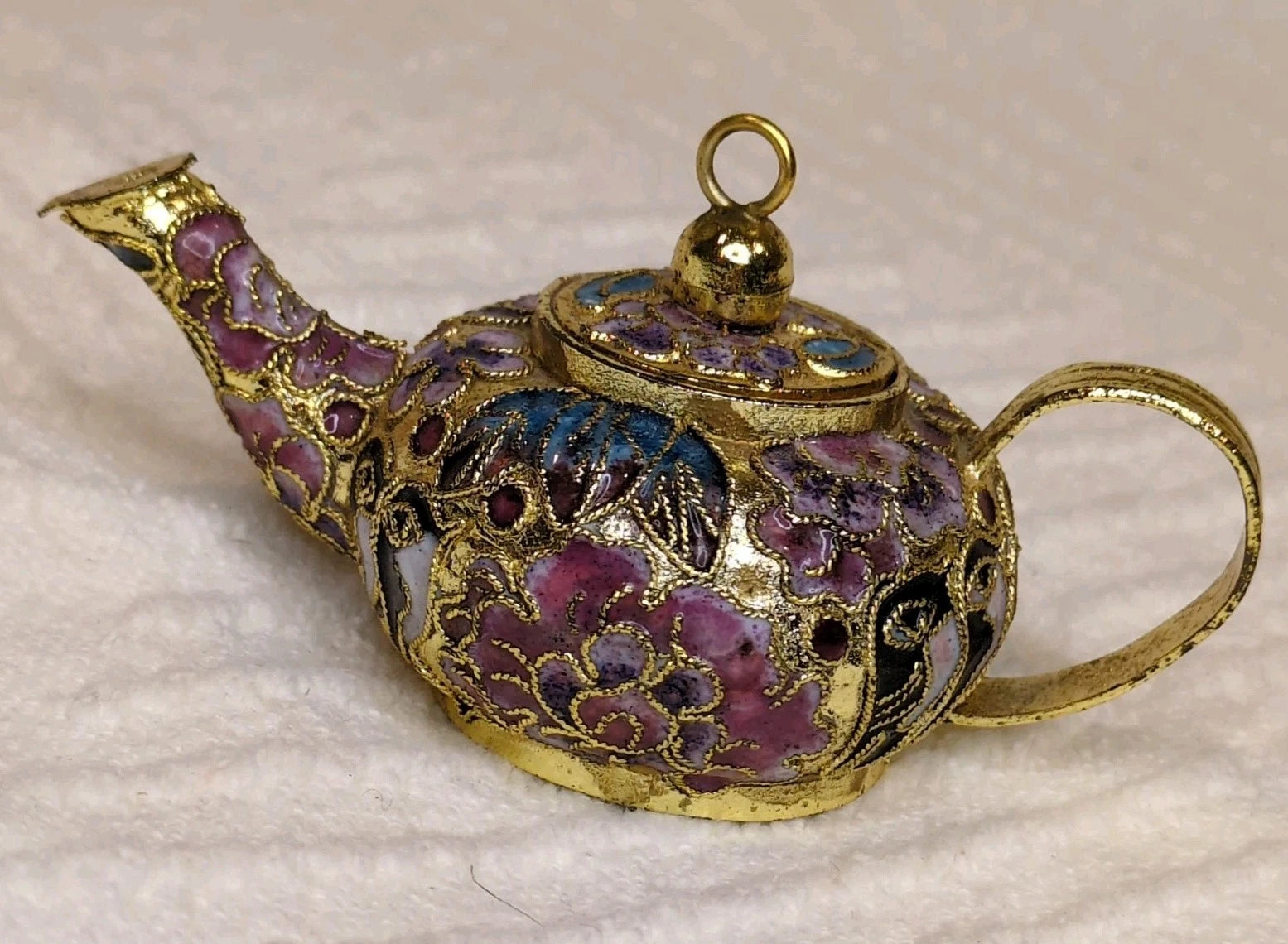 Vintage Cloisonné Porcelain Enamel Miniature Tea Pot With Floral Pattern | eBay