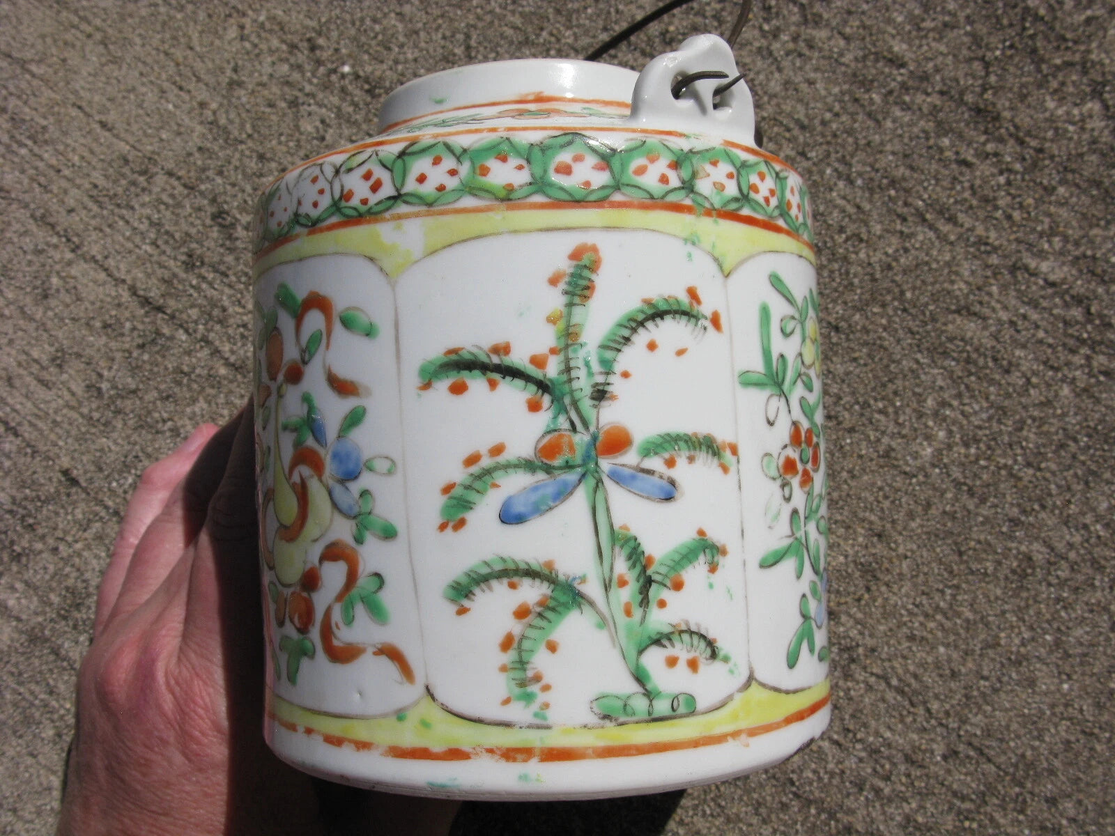 Antique Chinese porcelain teapot hand painted enamels in Famille Verte 19thC | eBay