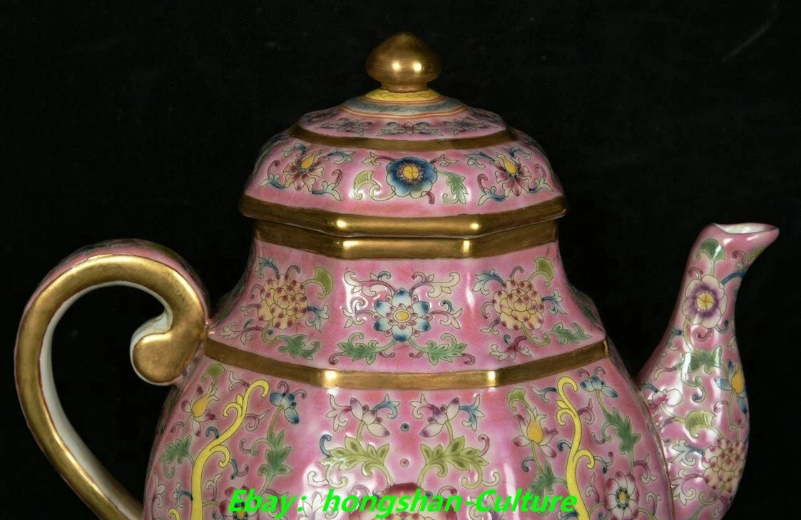 6.8" Yongzheng Enamel Colour Porcelain Gilt Dragon Lotus Wine Tea Pot Flagon | eBay