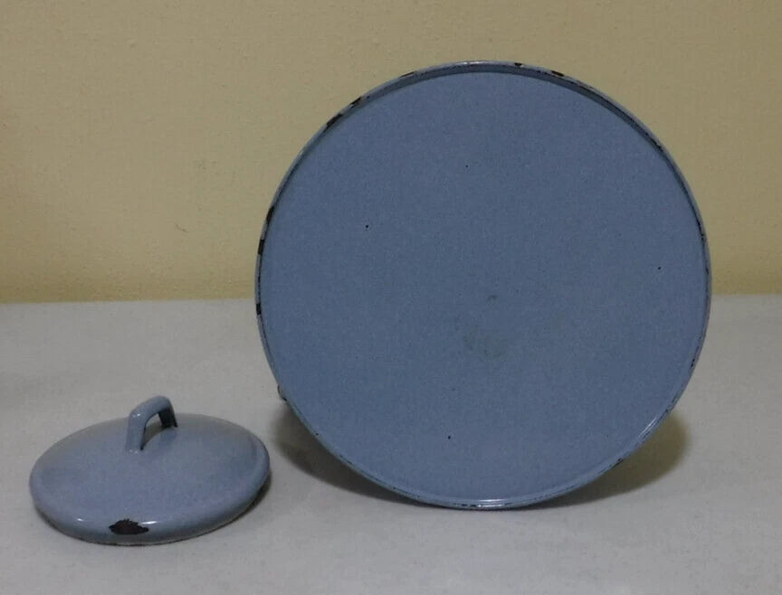 Vintage Enamel Light Blue Speckled Teapot with Wood Handle | eBay