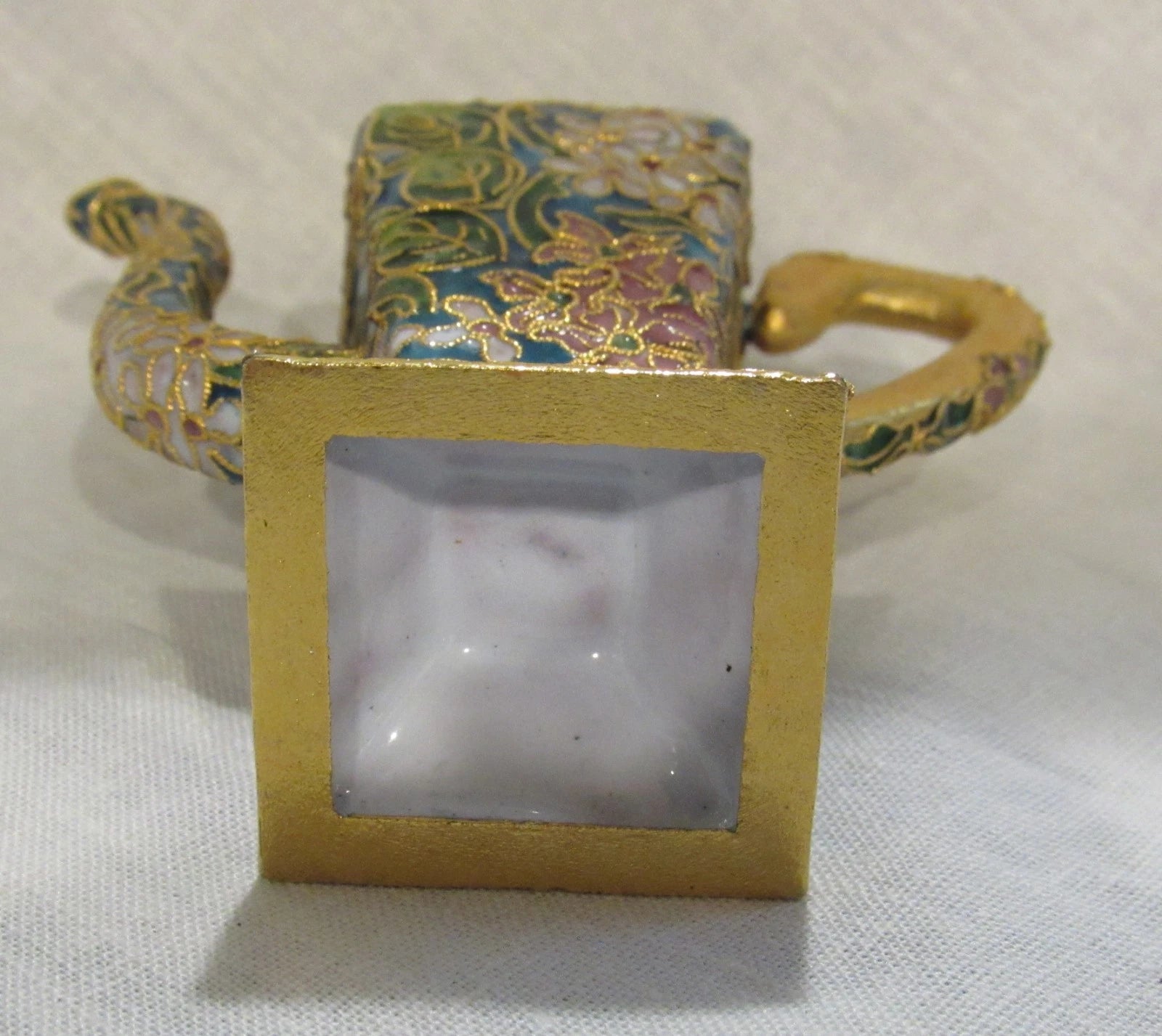 Vintage Miniature 4" Cloisonne Enamel over Porcelain Teapot - Blue/Gold - Preown | eBay