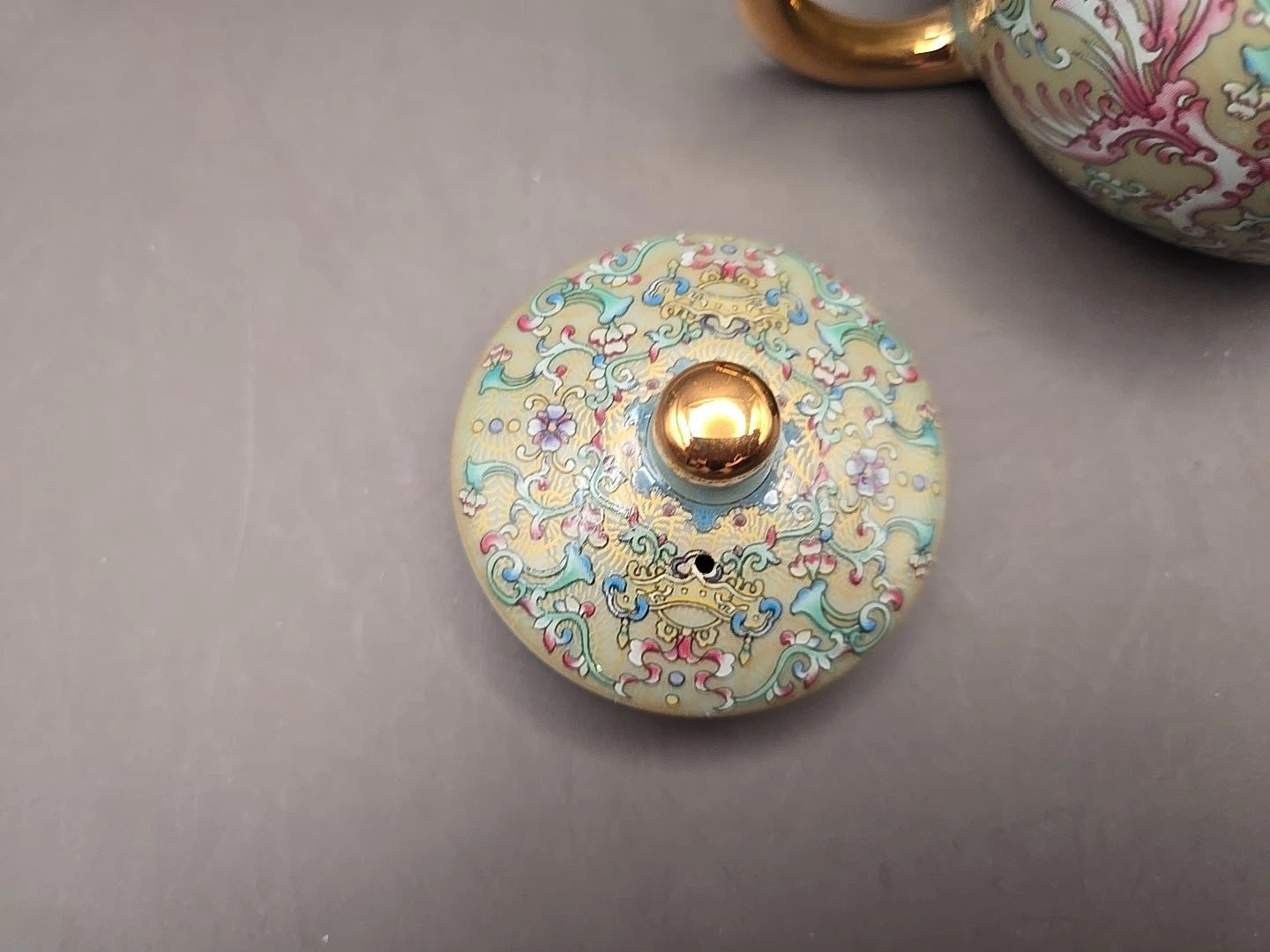 Gold Painting Enamel Ceramic Teapot Teal Floral Single Serving | eBay