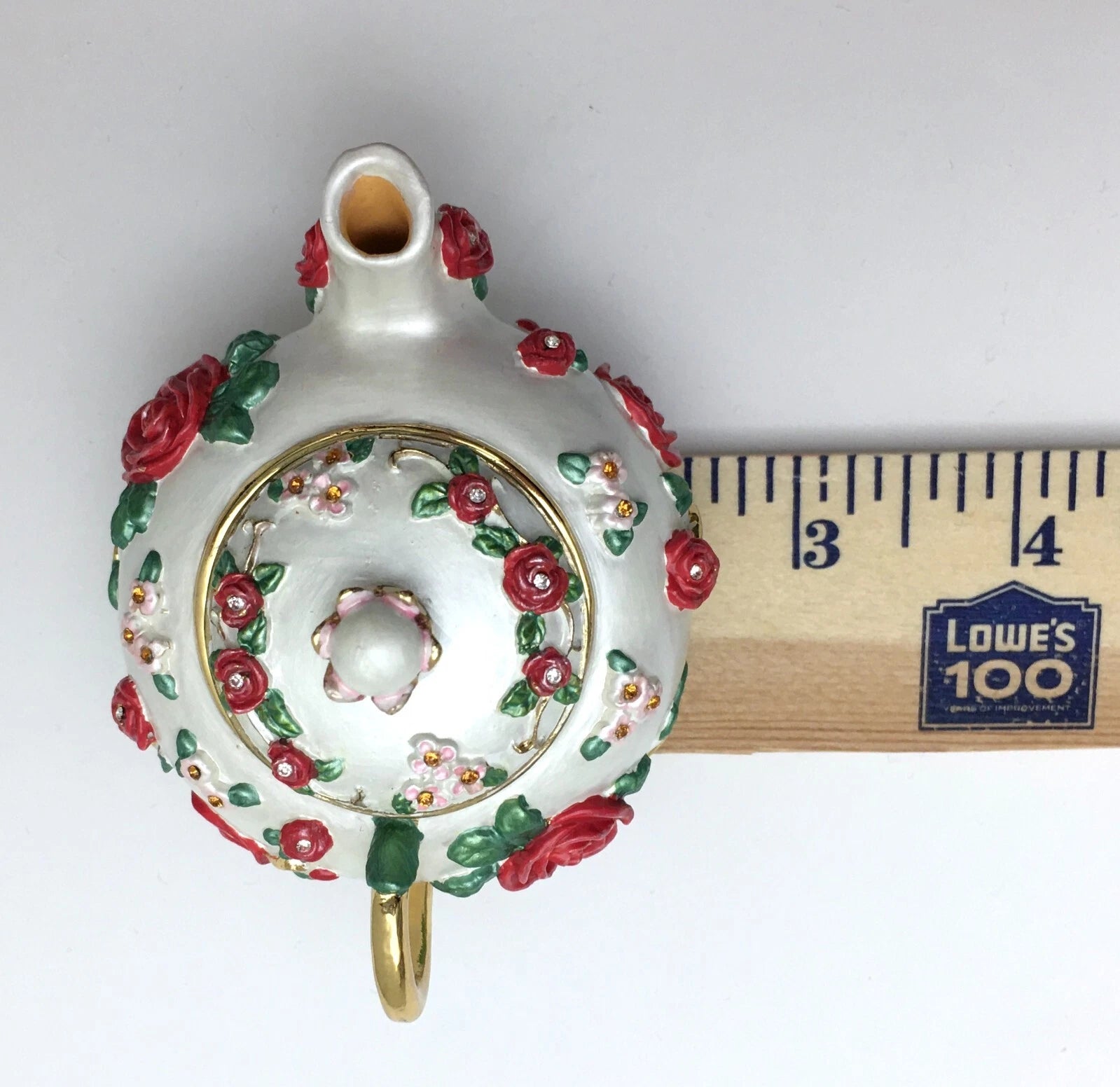 Vintage Versailles Enameled Teapot Trinket Box Roses Gold Trim Original Box | eBay