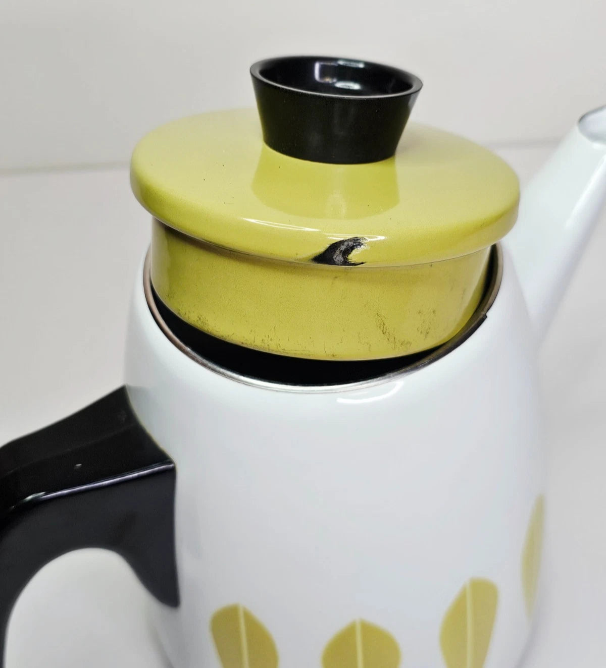 Cathrineholm Lotus Coffeepot White Olive Green Kettle Vintage MCM Teapot Enamel | eBay