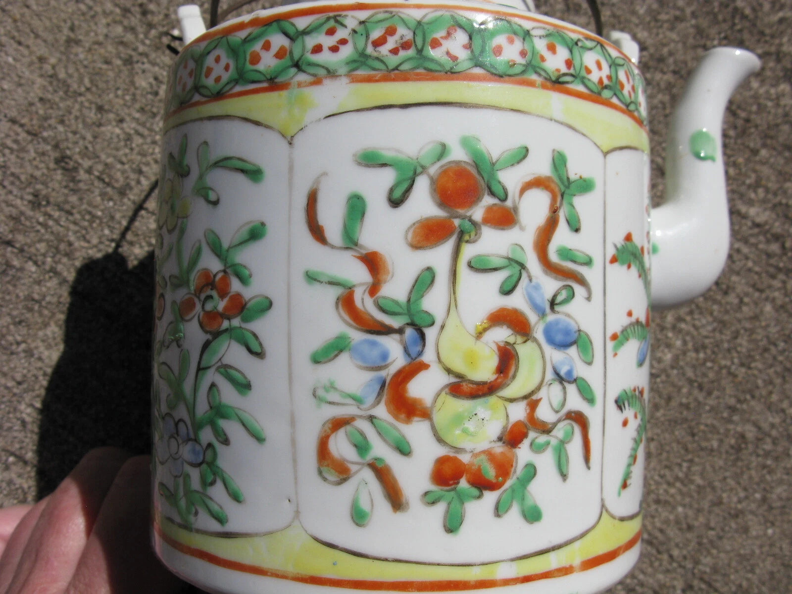 Antique Chinese porcelain teapot hand painted enamels in Famille Verte 19thC | eBay