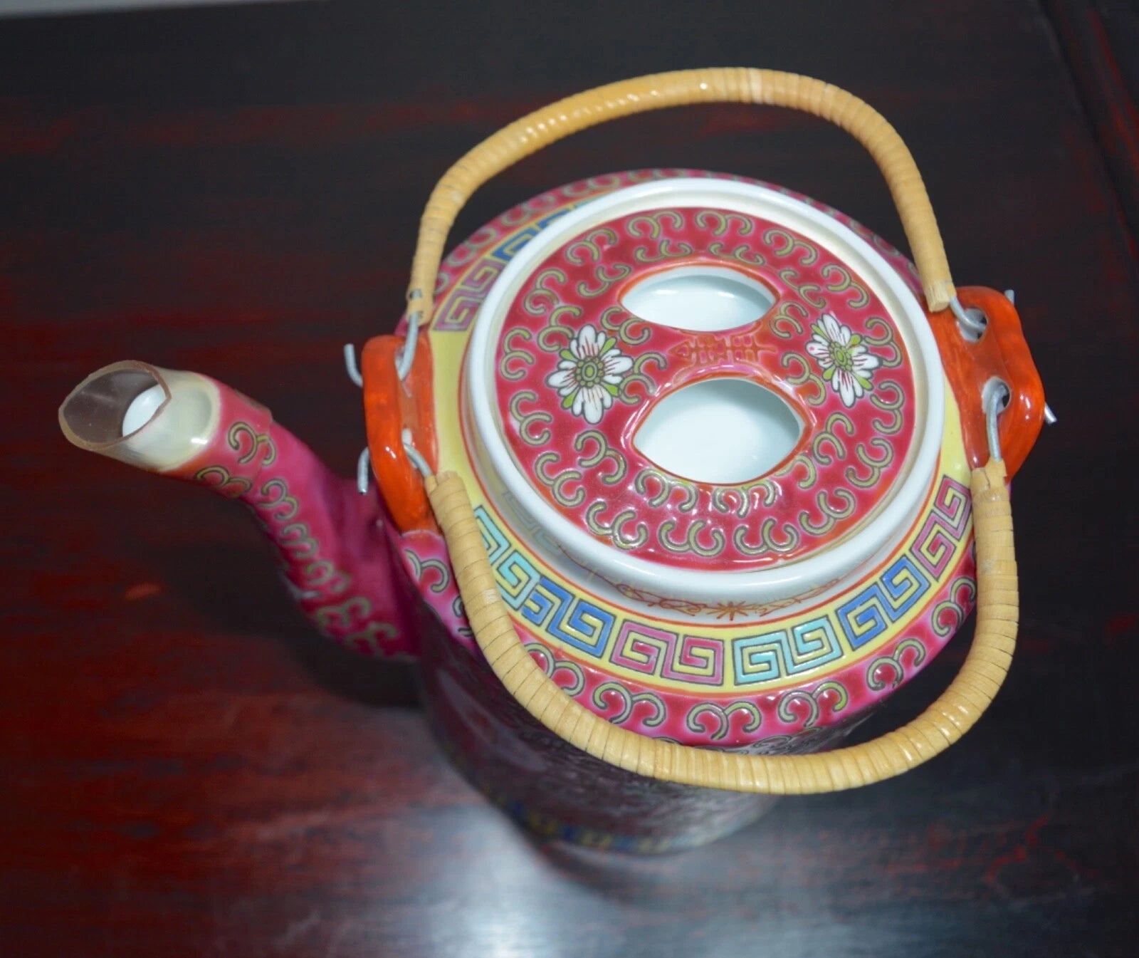 Chinese Famille Rose Enameled Porcelain Tea Pot Early 20thC Extra Lid & Basket | eBay
