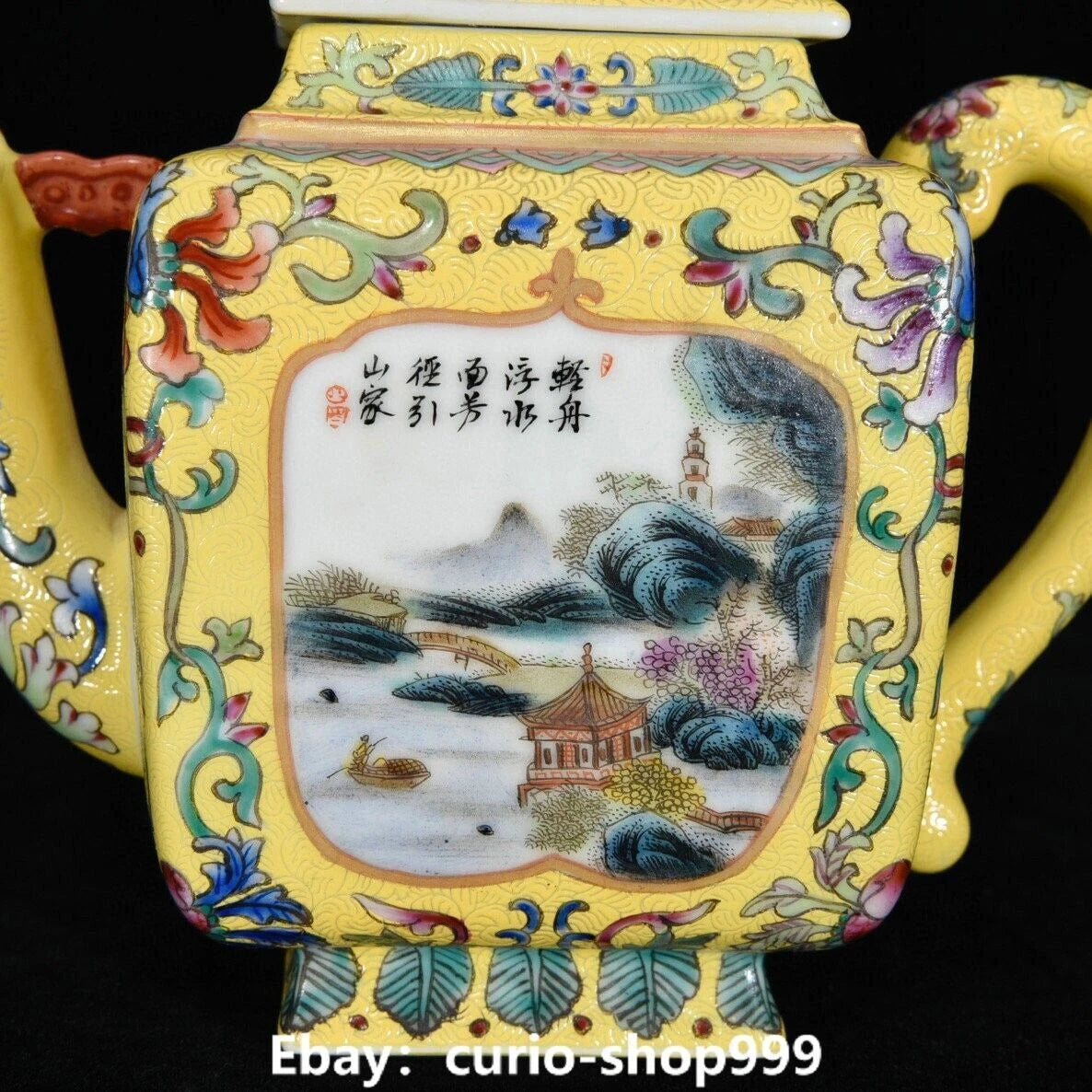 7" Yongzheng Dynasty Enamel Colour Porcelain Landscape Poems Word Tea Pot Flagon | eBay