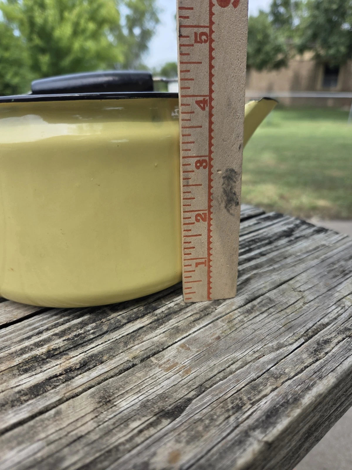 Vintage yellow enamel teapot With Lid Enamelware Bail Handle | eBay
