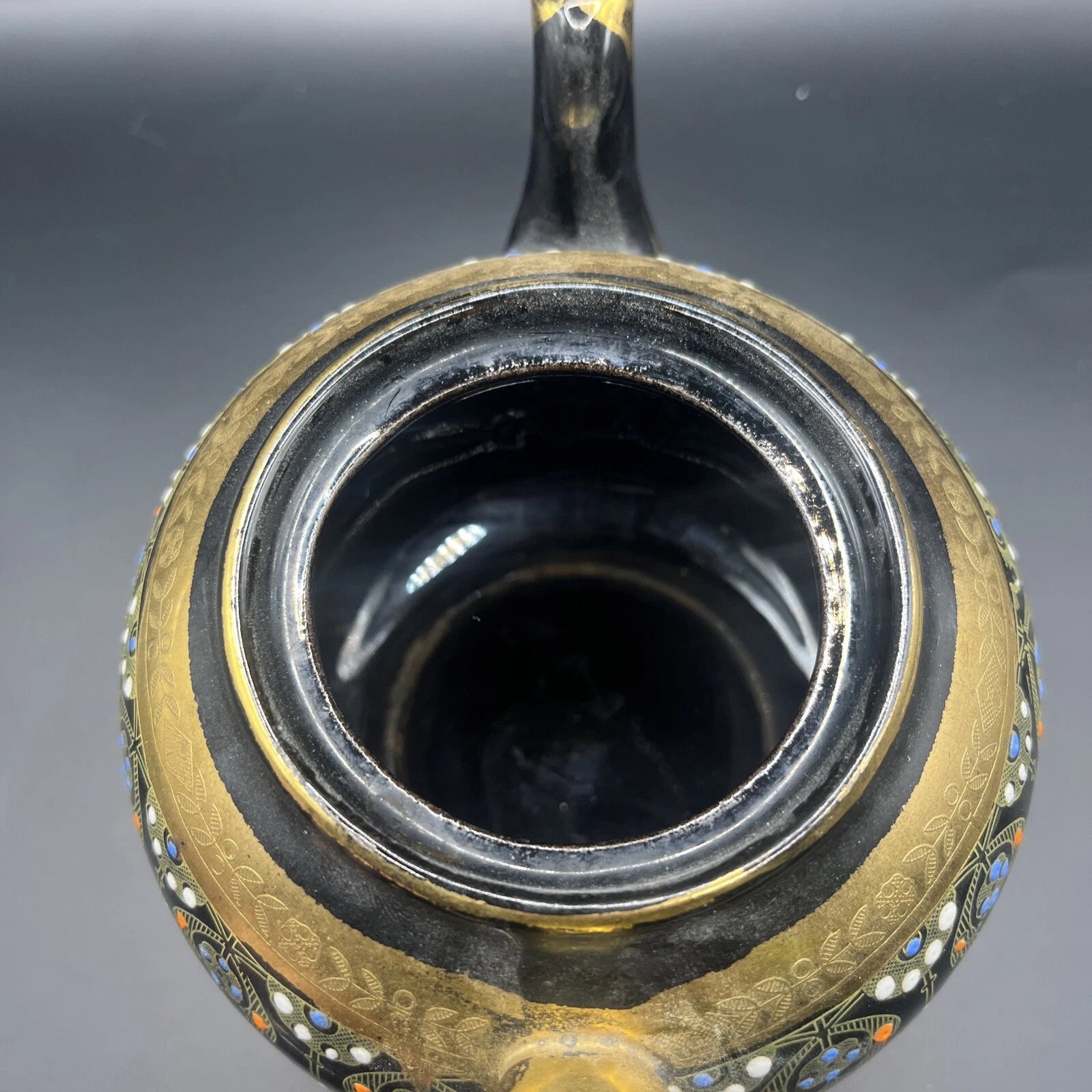 Look alike Gibson and Sons Teapot w/ Lid Black Gold Enamel Vintage 4 tall Japan | eBay