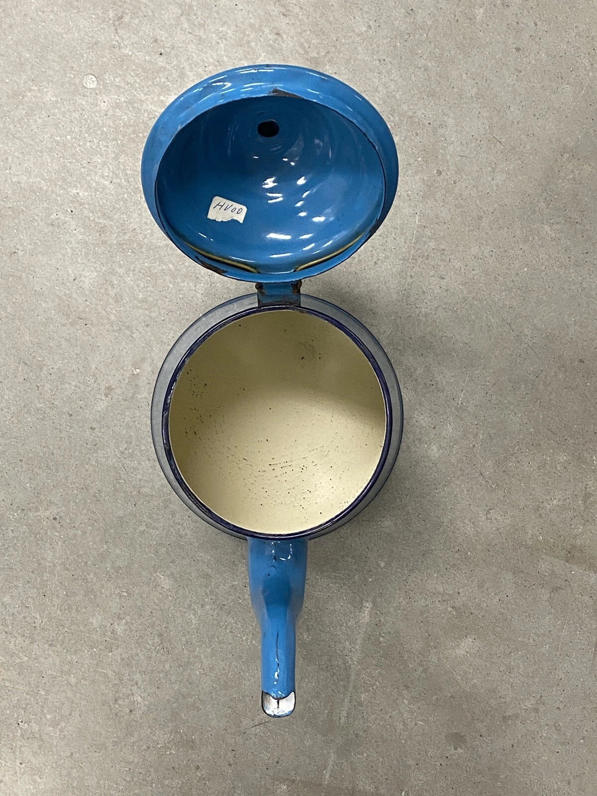 Vintage Enamel 11”French Style Coffee/Tea Pot Blue with Black Trim | eBay