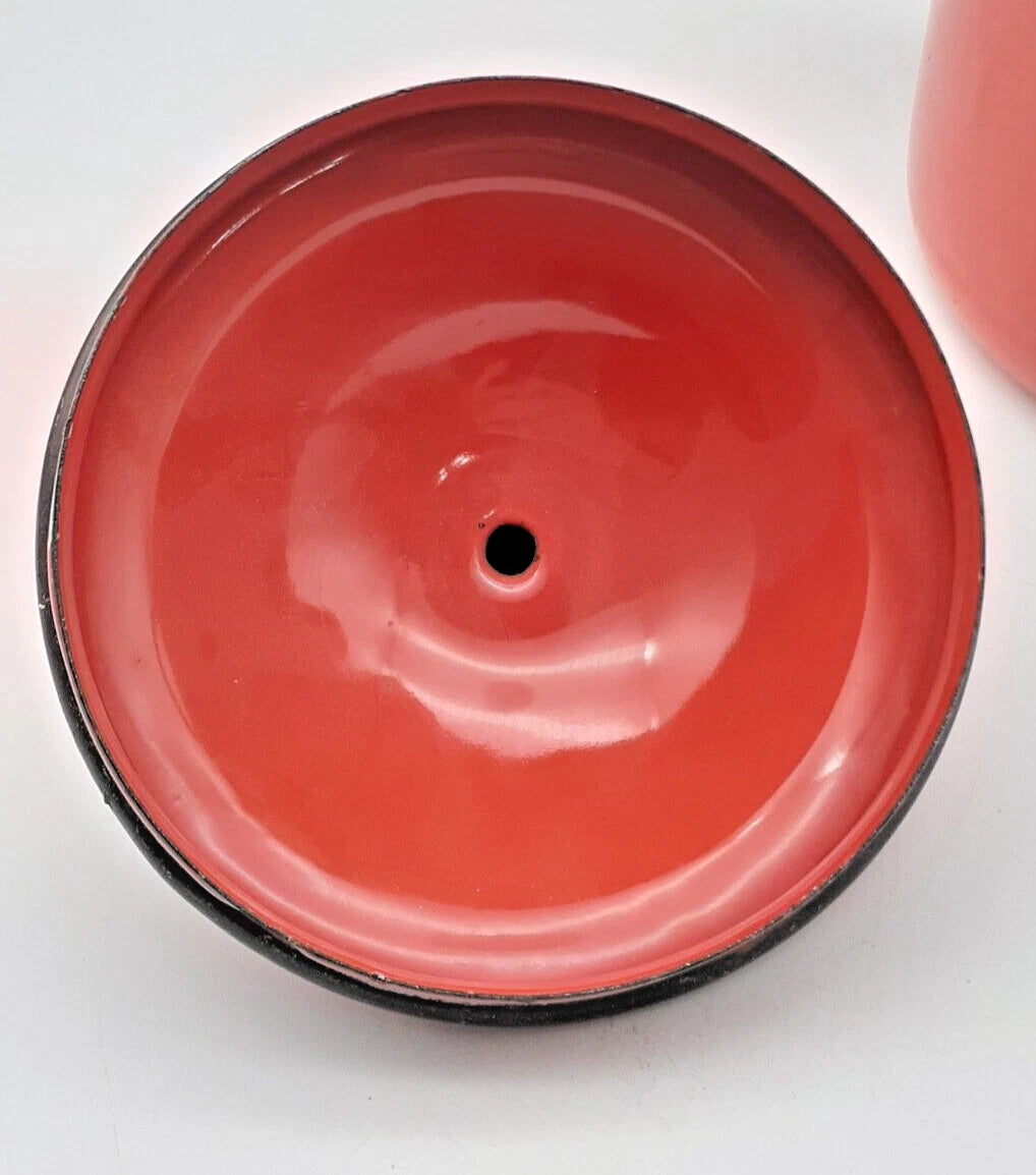 Red Enamel Teapot 9" Metal Enamelware Farmhouse Country Vintage Japan | eBay