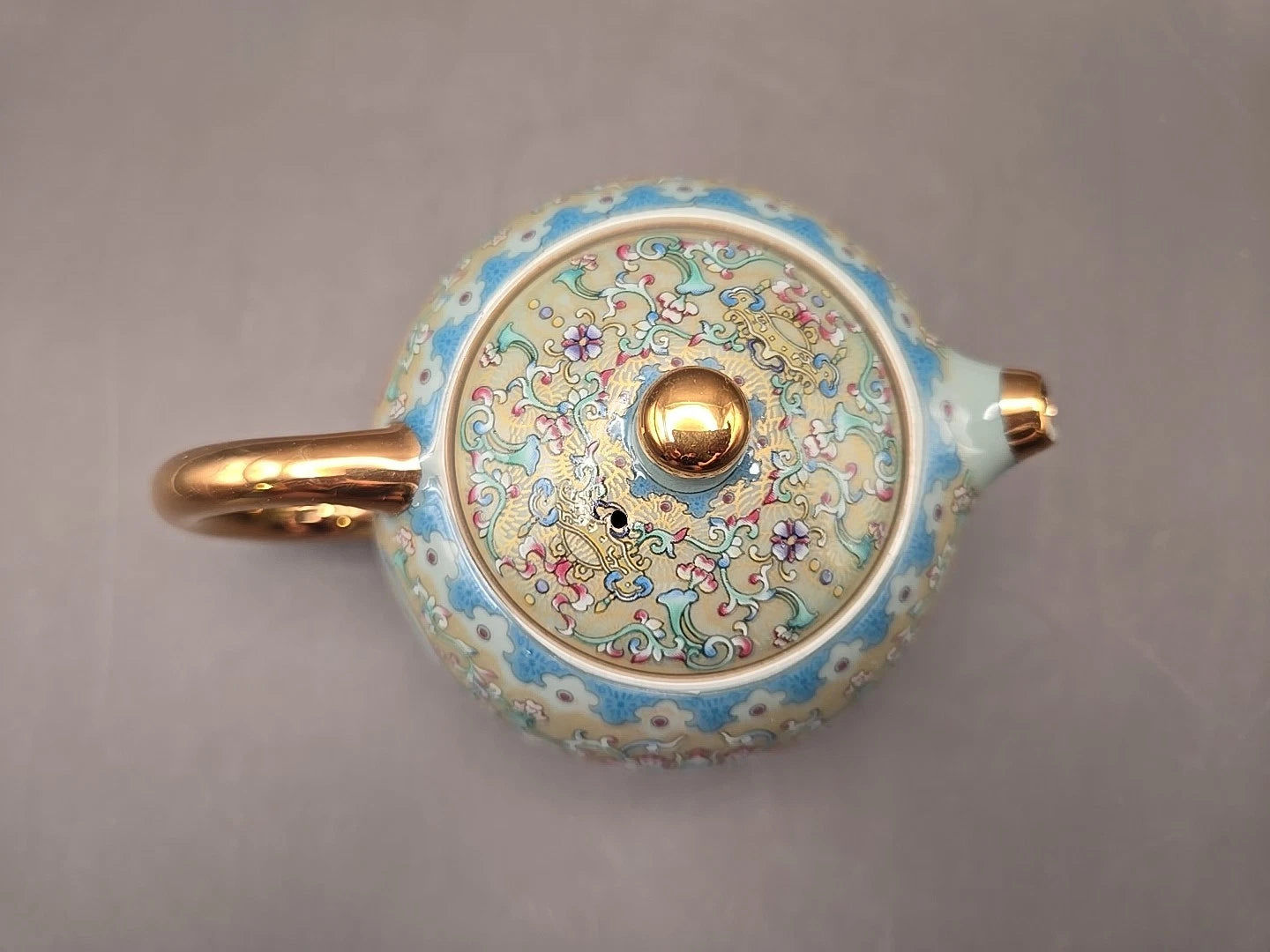 Gold Painting Enamel Ceramic Teapot Teal Floral Single Serving | eBay