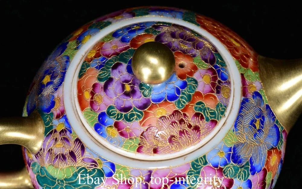 5.5" Marked Chinese Colour enamels Porcelain Flower Handle Teapot Kettle | eBay