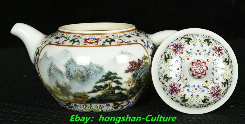 6.3" Qianlong Enamel Colour Porcelain Gold Flower landscape Wine Tea Pot Flagon | eBay